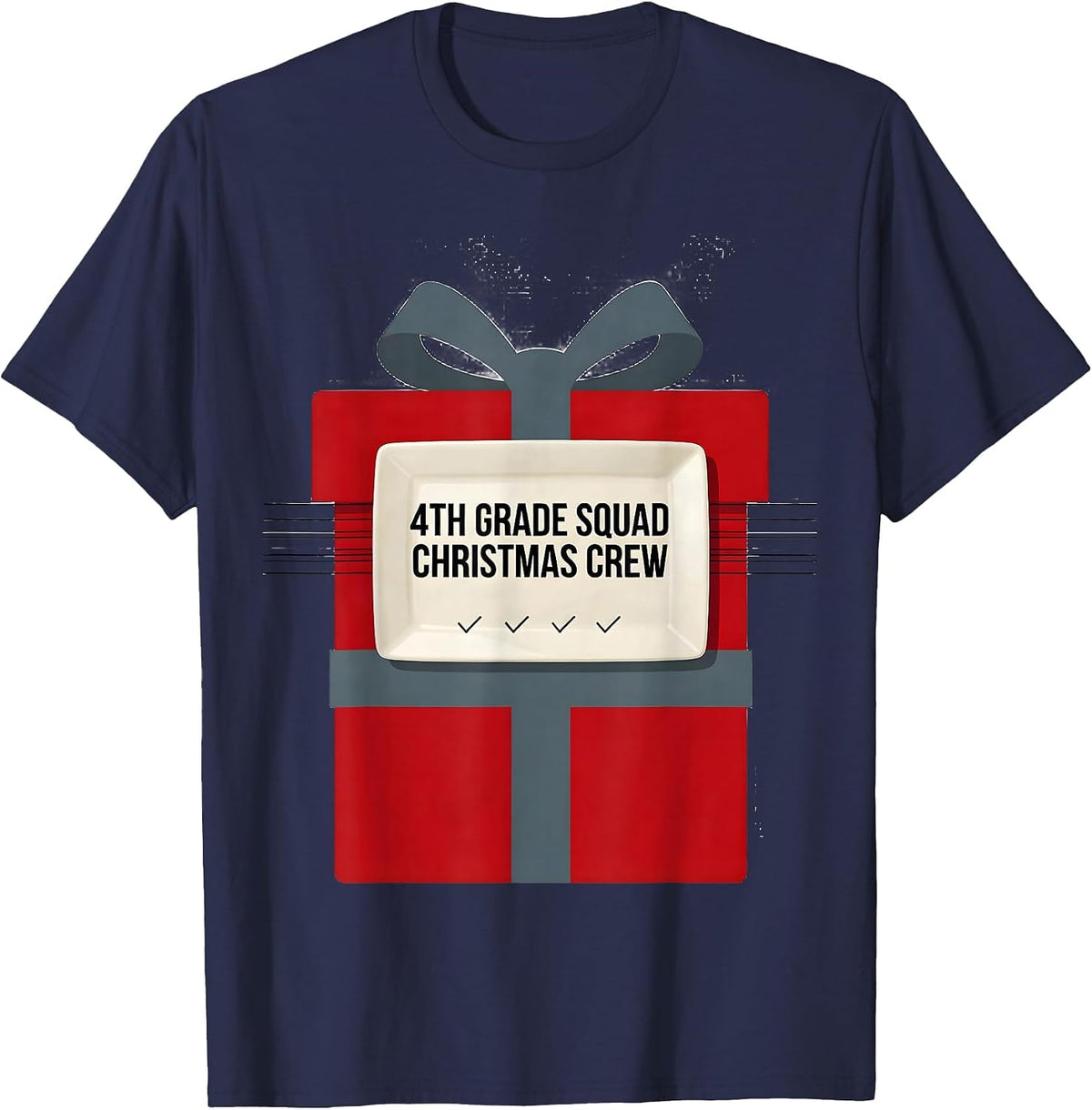 4th Grade Squad Christmas Crew Funny Teacher Holiday Squad T-Shirt - Navy Blue