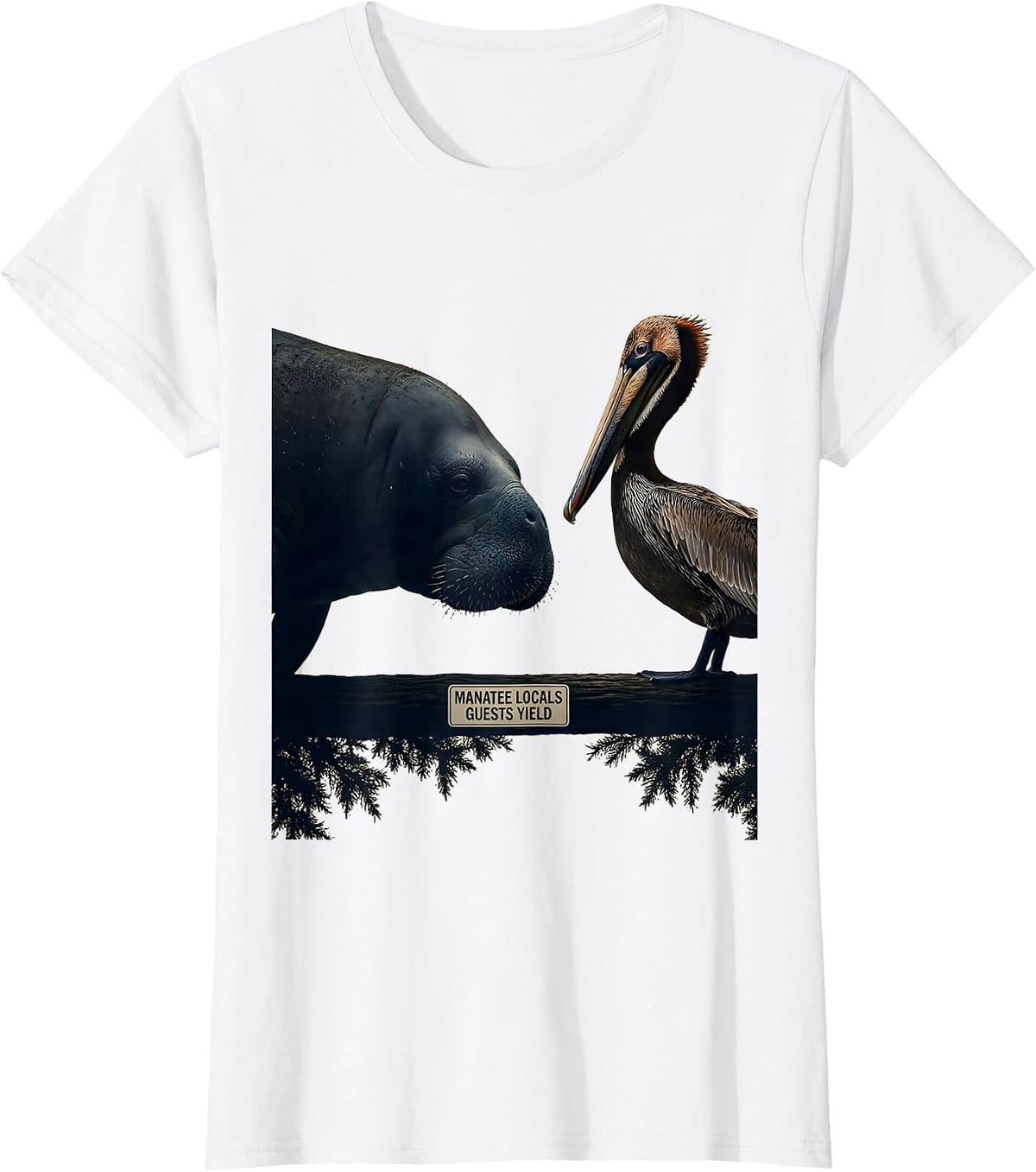 Manatee Locals Guests Yield Vintage Florida Gulf Coast T-Shirt - White