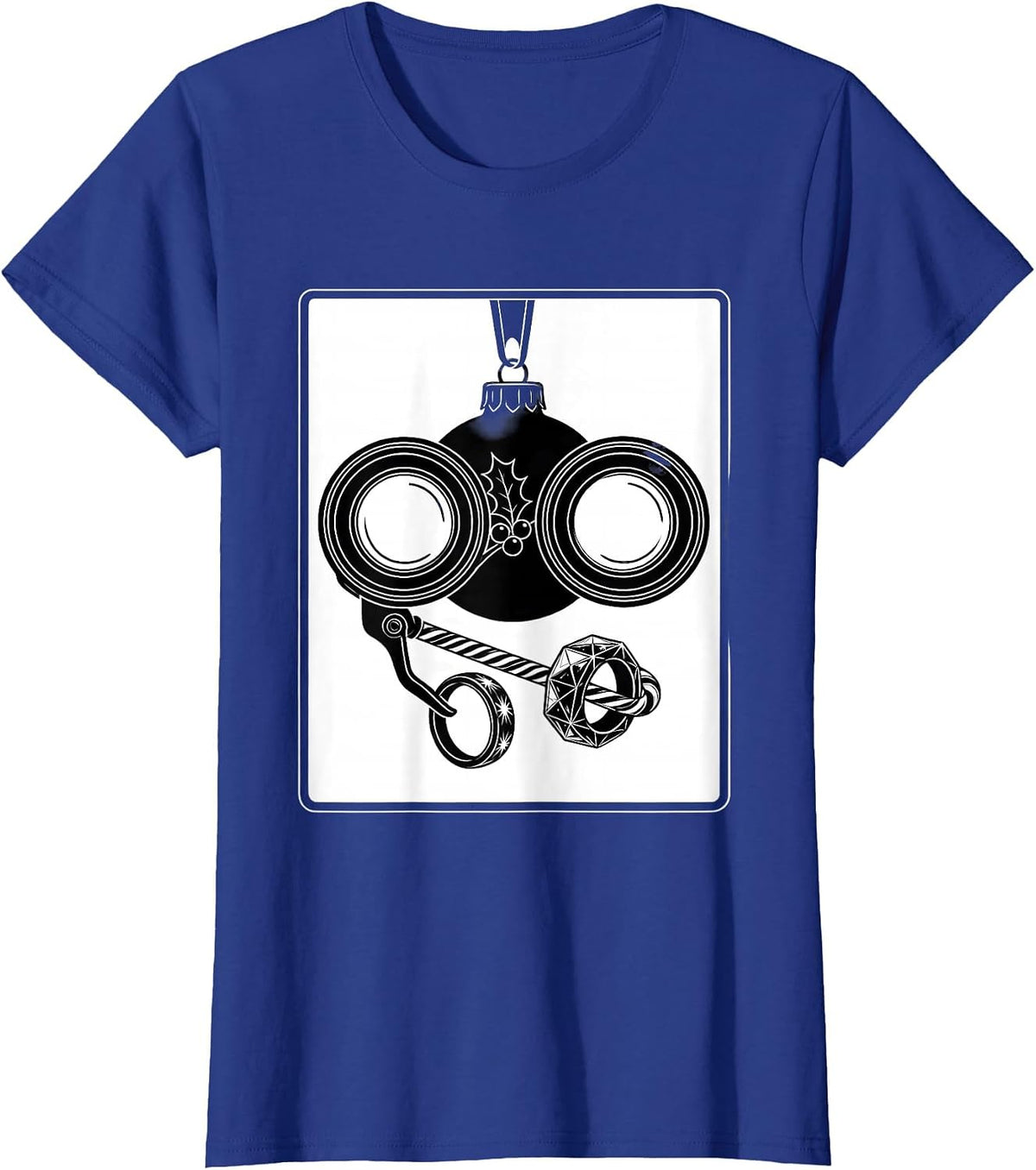 Women's Trial Frame Ornament Christmas Optometrist Eye Doctor Gift T-Shirt - Royal Blue