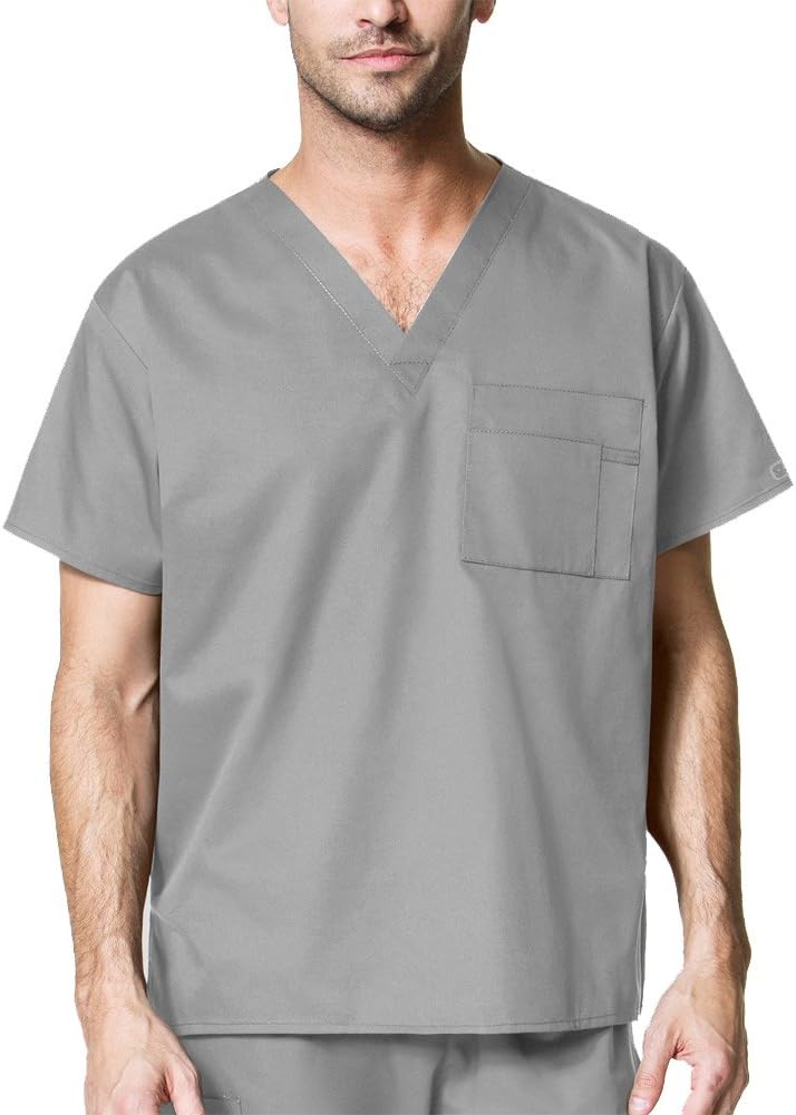 Wink WonderWORK Unisex V-Neck Scrub Top - Grey