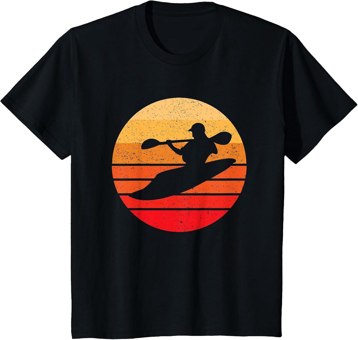 Whitewater Kayak, River Kayaking, Vintage Style T-Shirt - Black