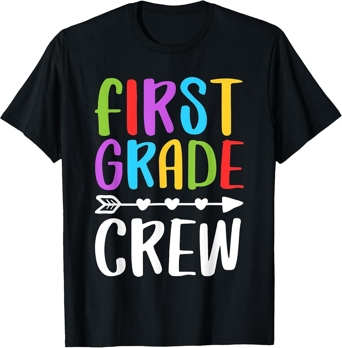 First Grade Crew Shirt 1st Grade Boy Girl Student Teacher T-Shirt - Black