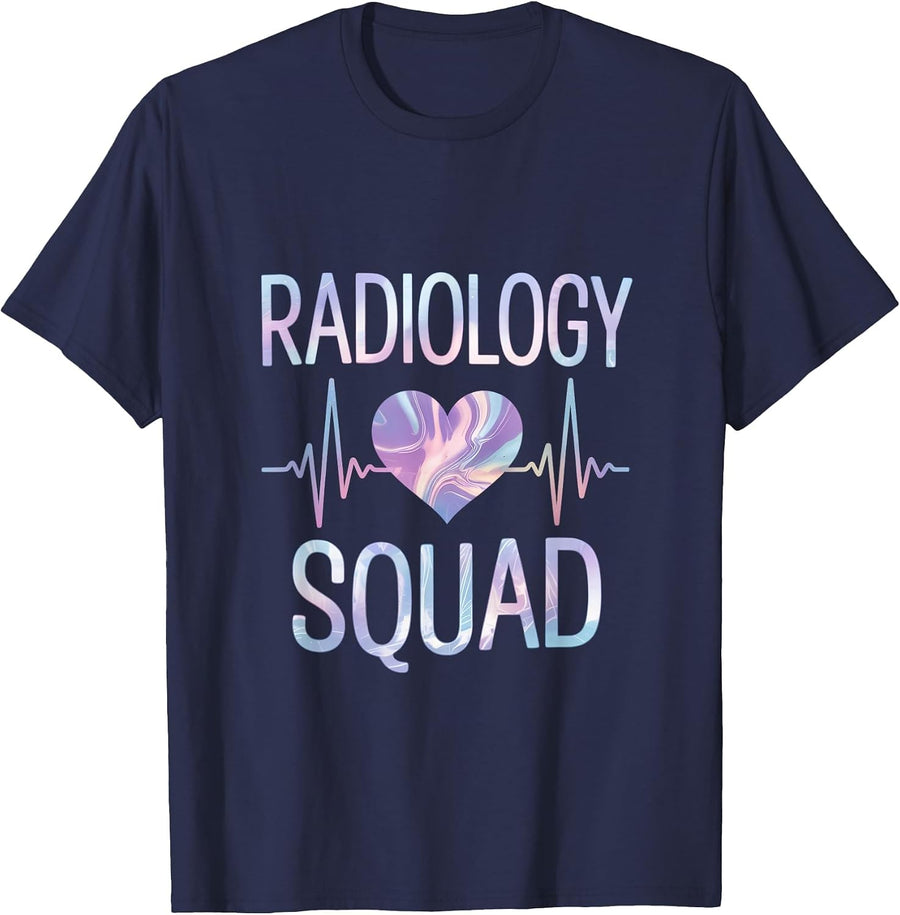 Radiology Squad Heartbeat Radiology Team T-Shirt - Navy Blue