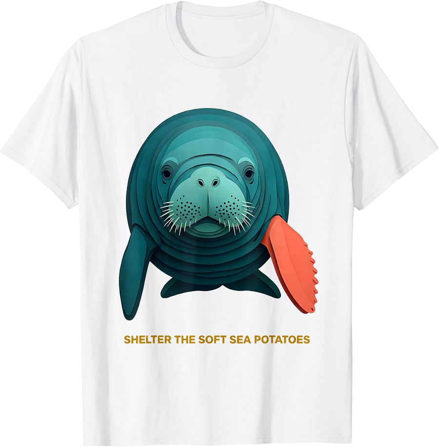Shelter The Soft Sea Potatoes Funny Manatee Lover Ocean T-Shirt - White