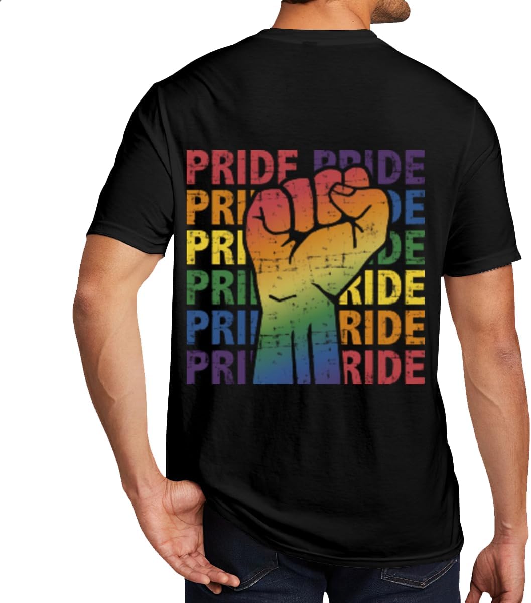 T-Shirts,Id Smoke that,Casual,Unisex Cotton Graphic Tops - Lgbt Pride Month Support With Rainbow Flag Fist