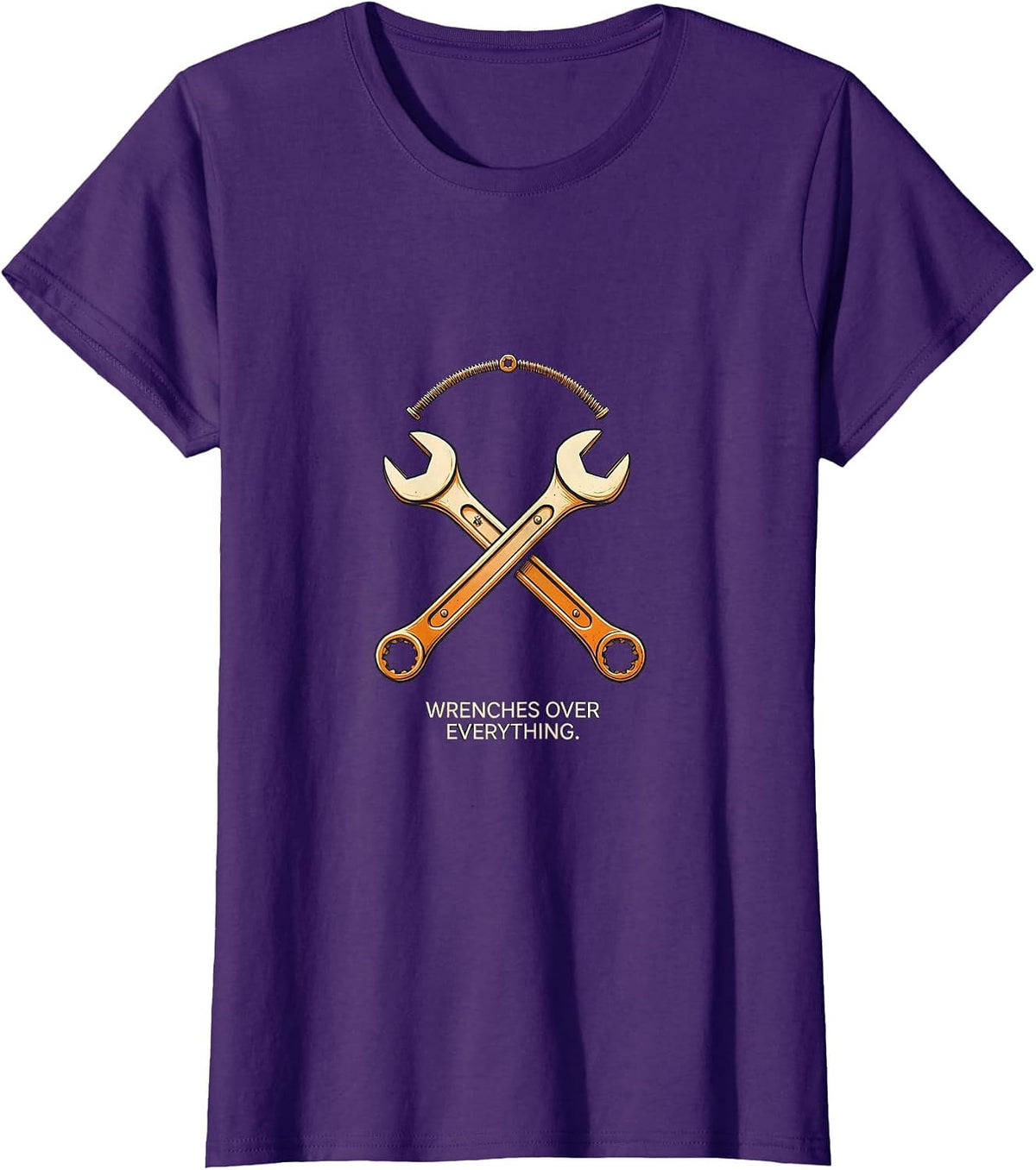 Women's Wrenches Over Everything Pit Crew Design T-Shirt - Purple