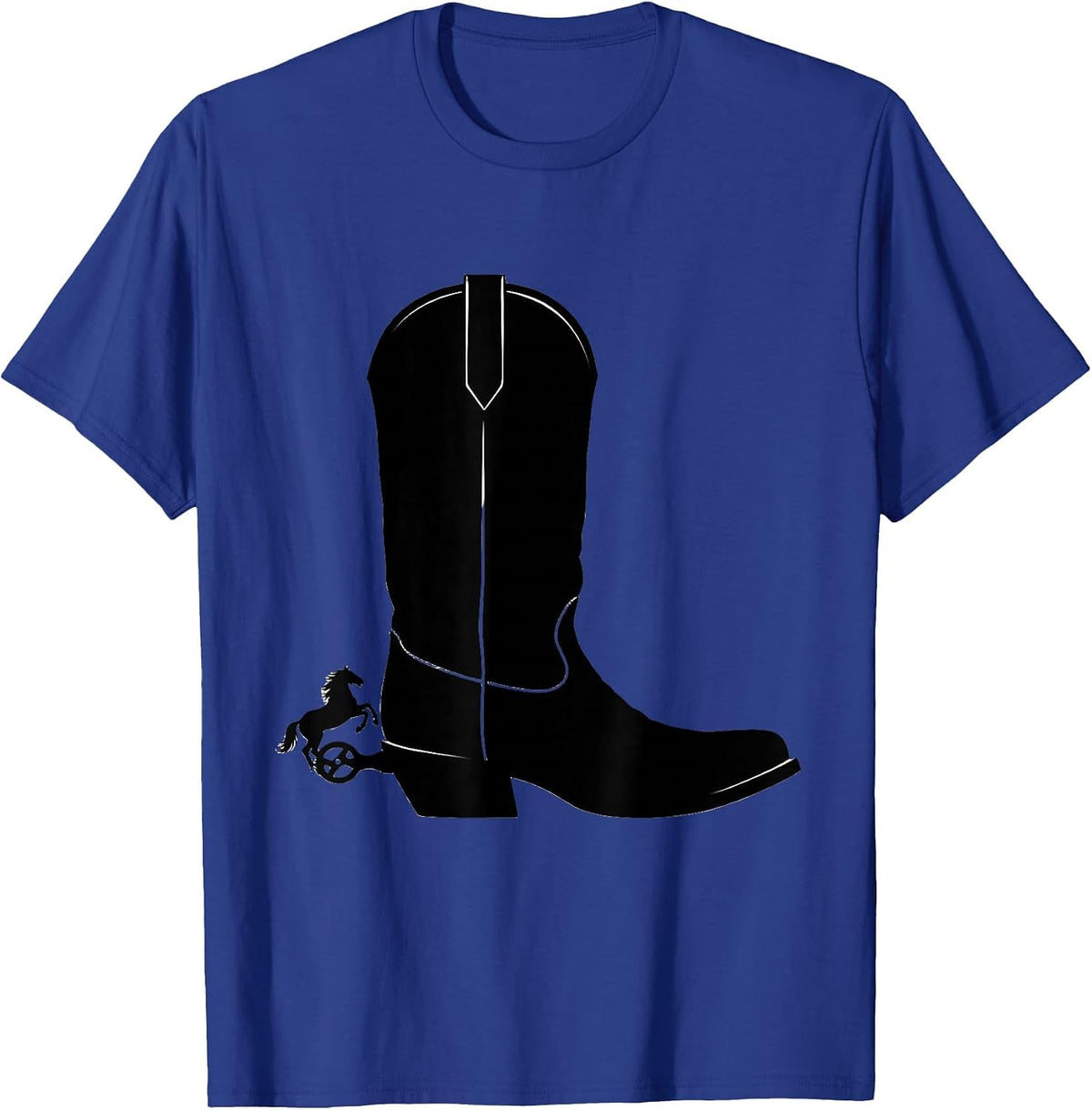 Cowboy Boot Horse Silhouette Spur Western Graphic T-Shirt - Royal Blue