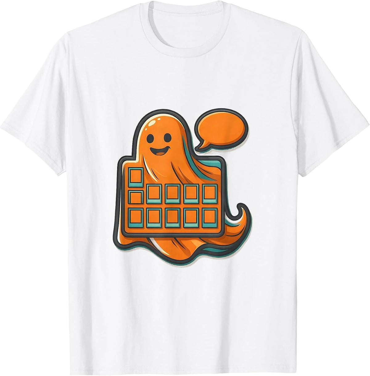 Men's Friendly Ghost Speech Board Halloween Teacher Costume Humor T-Shirt - White