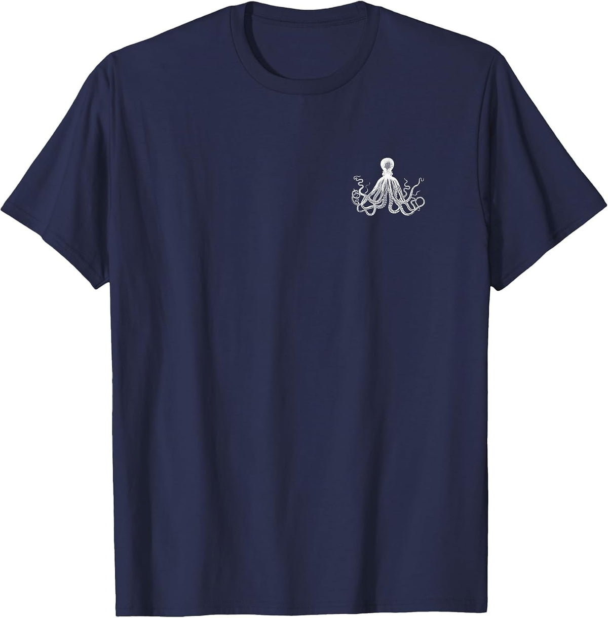 Vintage Octopus Kraken Classic Design Nautical T-Shirt T-Shirt - Navy Blue