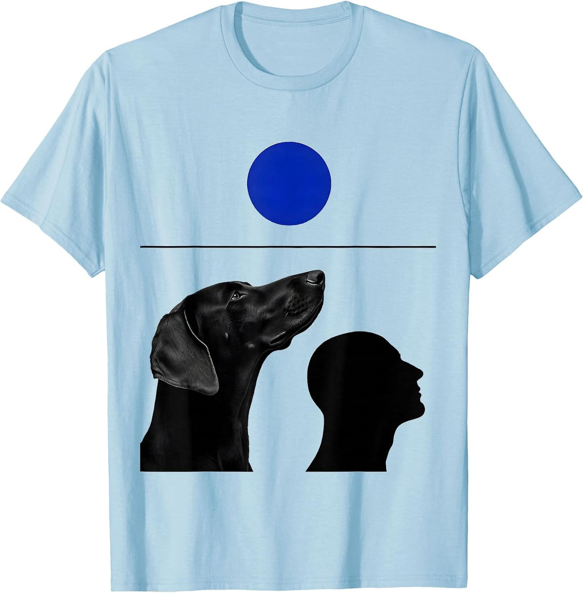 Men's Weimaraner Howling to The Moon Vintage Mystical Dog T-Shirt - Baby Blue