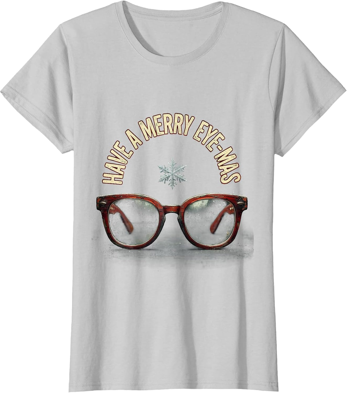 Women's Have A Merry Eye-Mas Distressed Optometrist Christmas T-Shirt - Silver Grey