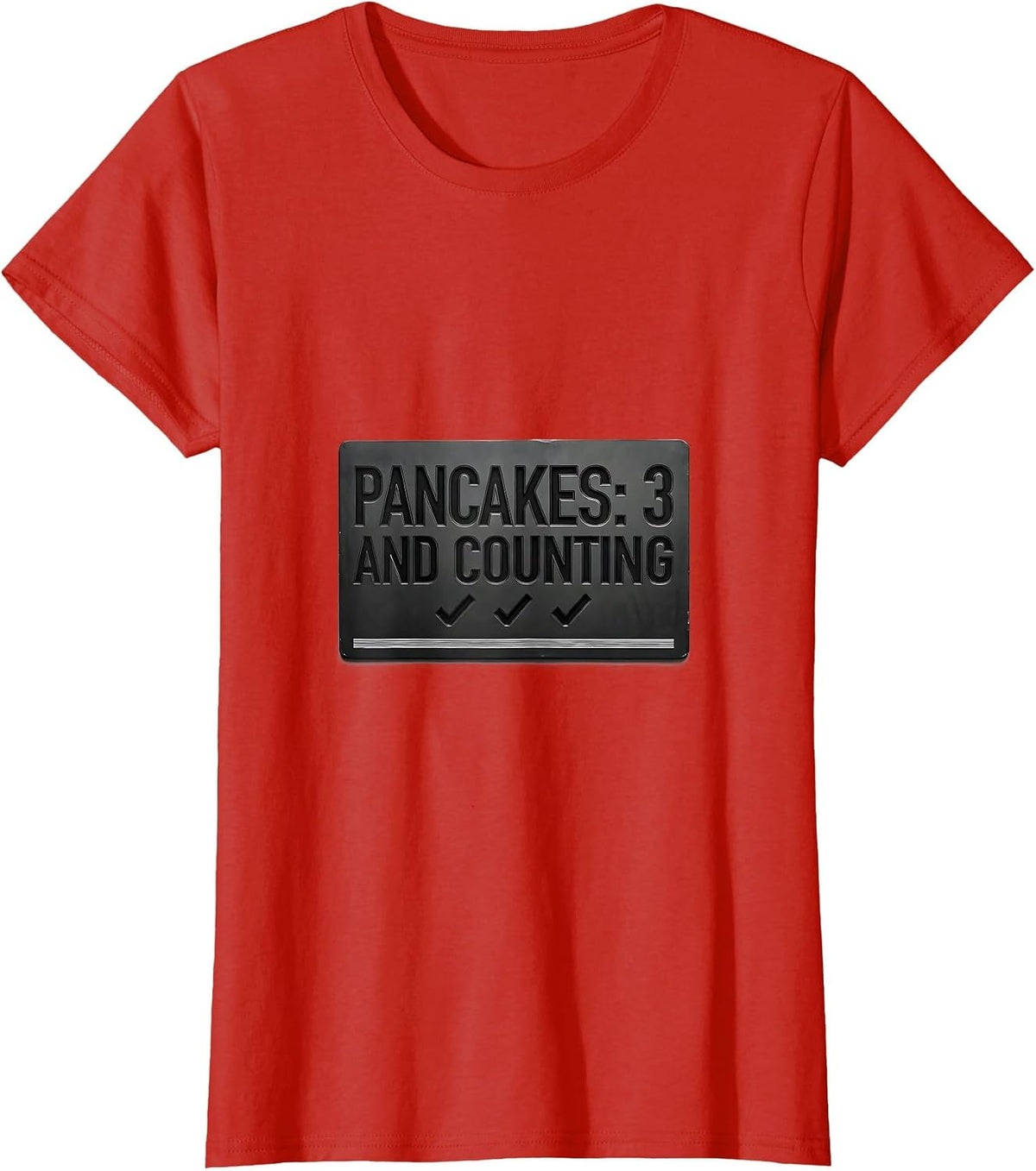 Pancakes: 3 And Counting Minimal Football Lineman Humor T-Shirt - Red