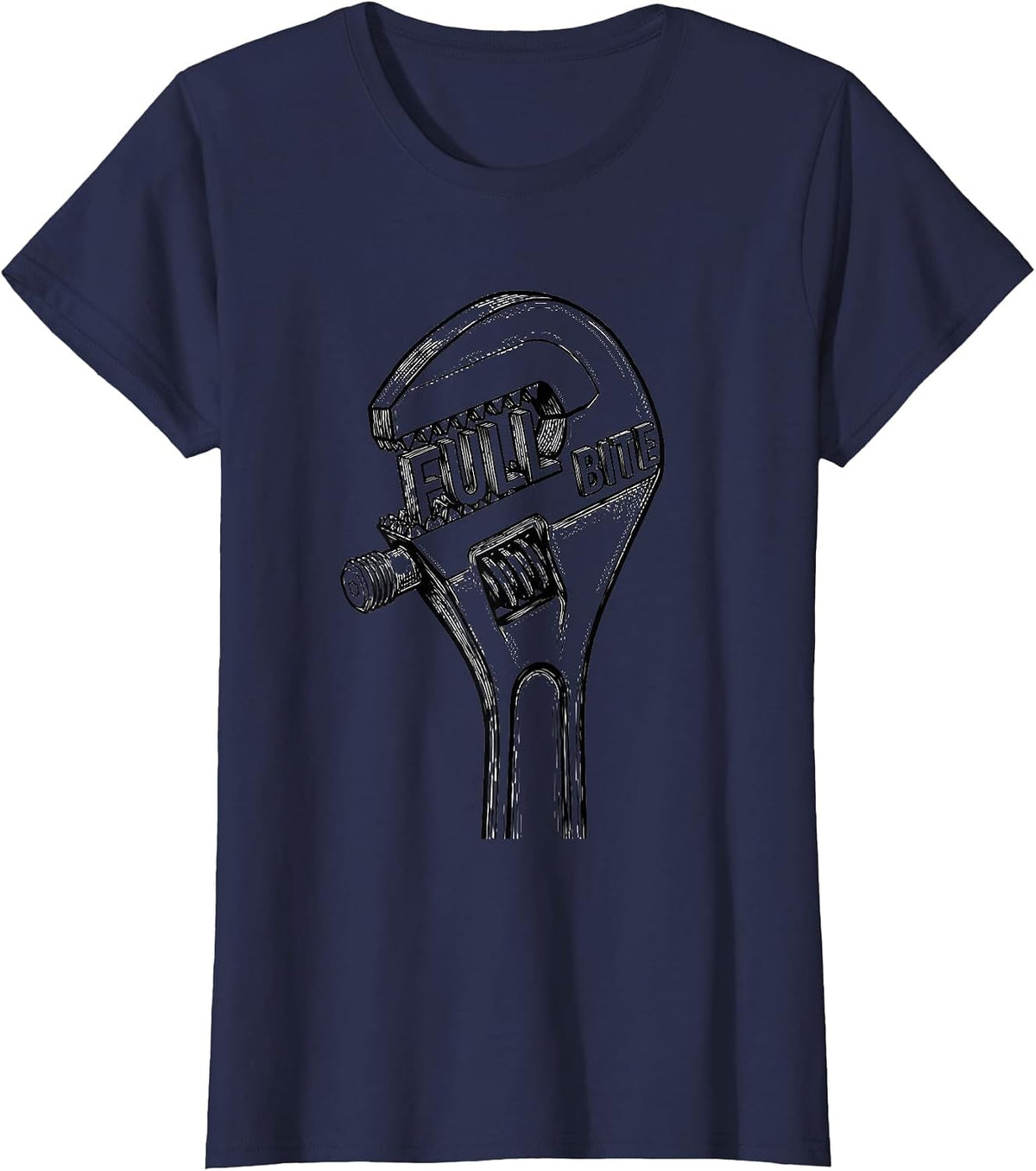 Women's Full Bite Oilfield Worker Rugged Occupational Pride Tough T-Shirt - Navy Blue