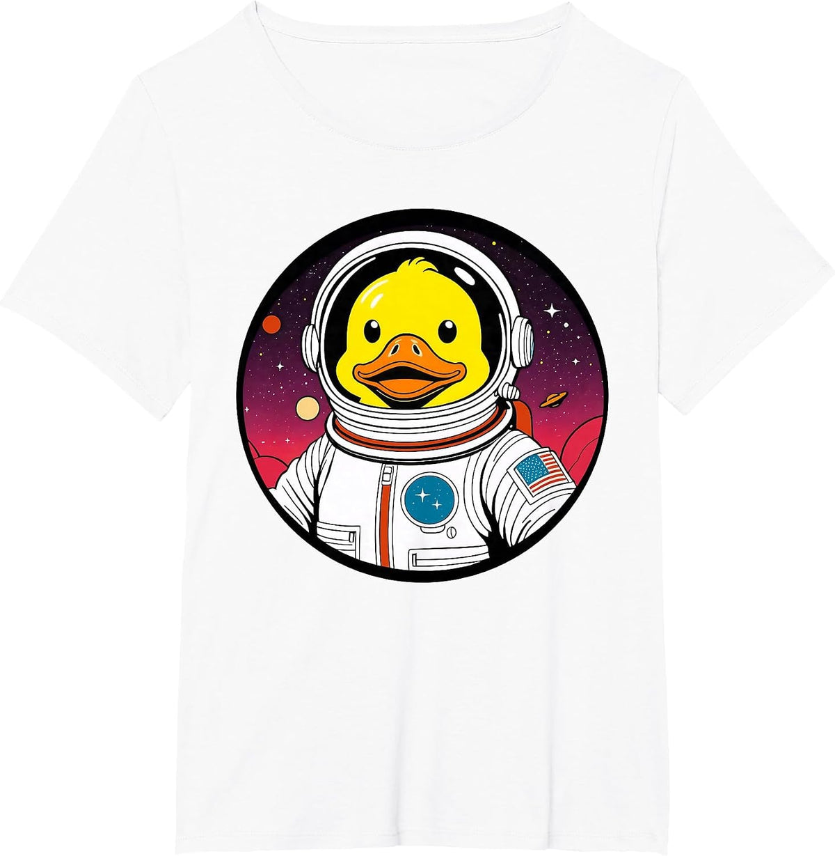 Cute Rubber Duck Space Astronaut Duck Lovers Men Women Kids T-Shirt - White