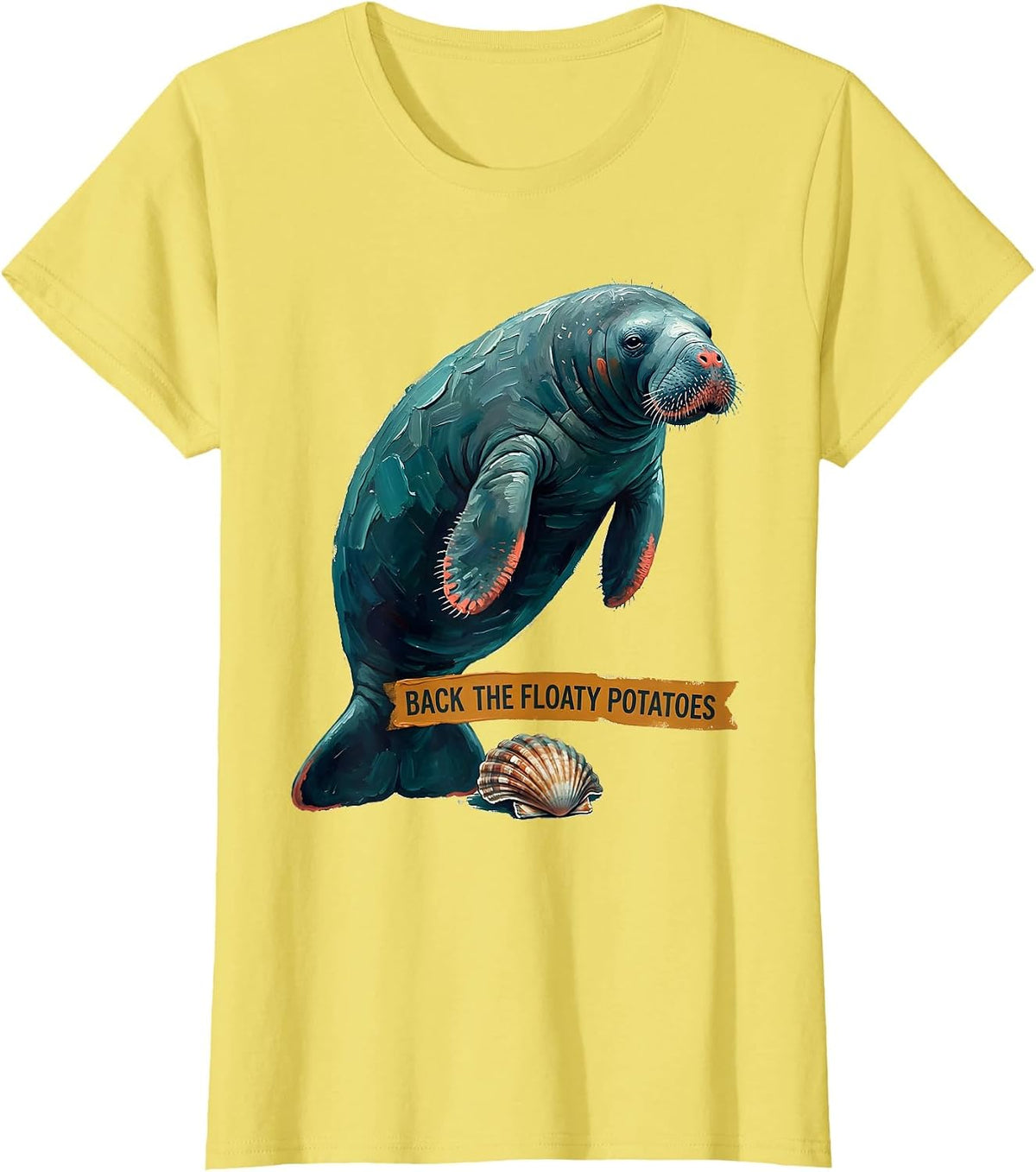 Back The Floaty Potatoes Funny Manatee Sea Animal Lover T-Shirt - Lemon Yellow