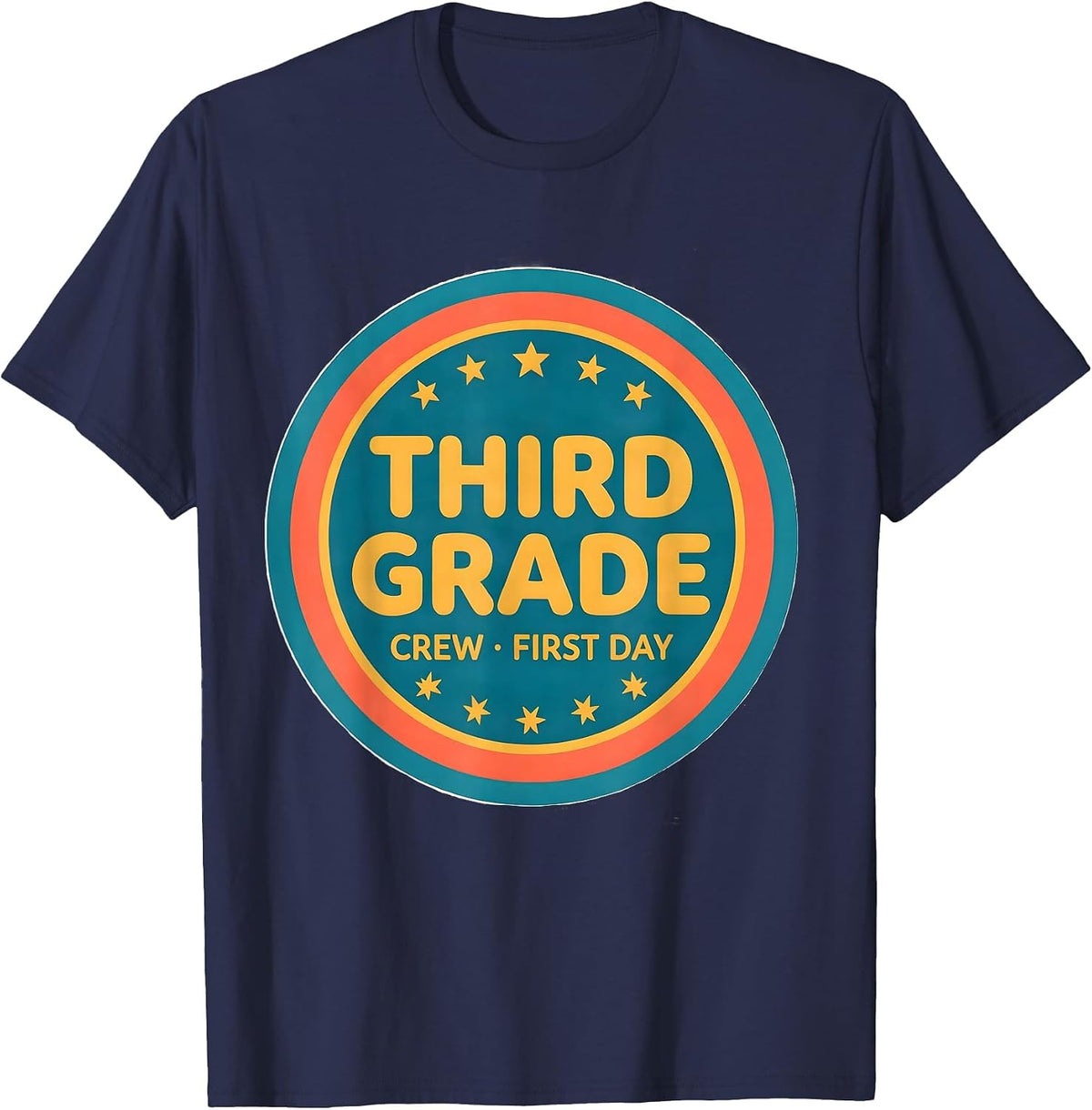 Men's Third Grade Crew First Day Back To School Teacher Student T-Shirt - Navy Blue