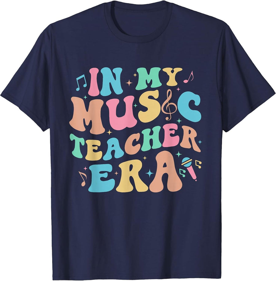 in My Music Teacher Era Back to School Squad Music Teacher T-Shirt - Navy Blue
