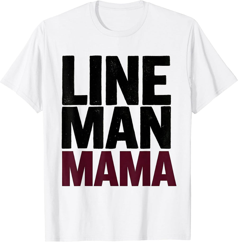 Men's Lineman Mama Messy Bun Football Mom Leopard T-Shirt - White