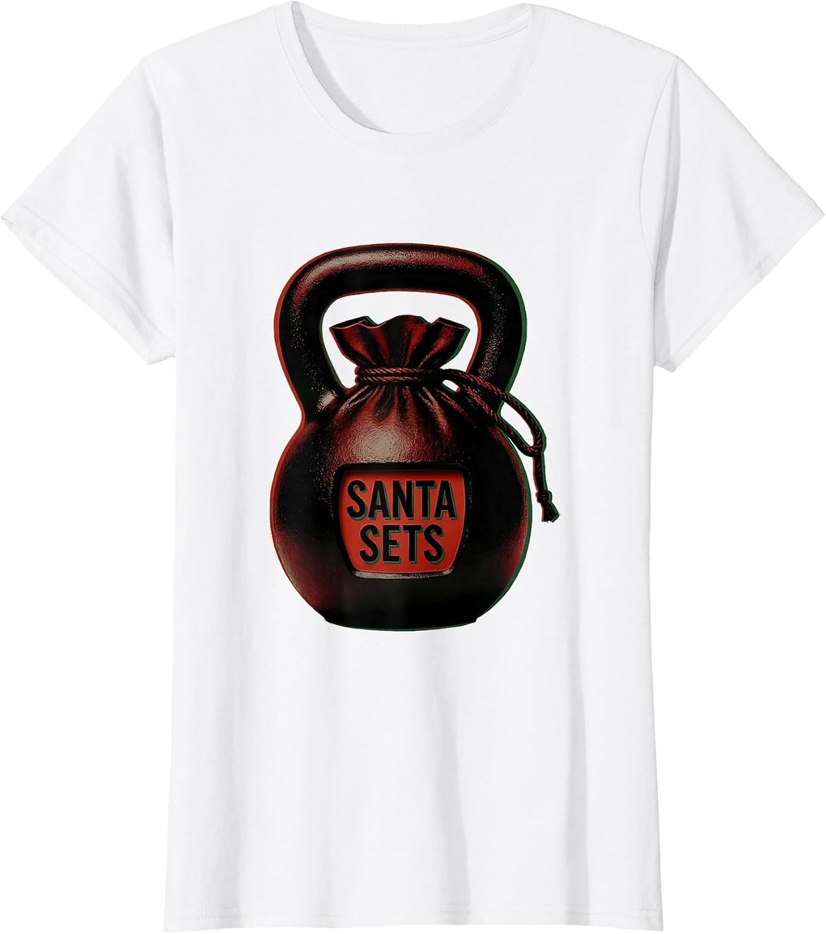 Santa Sets Editorial Conceptual Christmas Gym Weightlifting T-Shirt - White