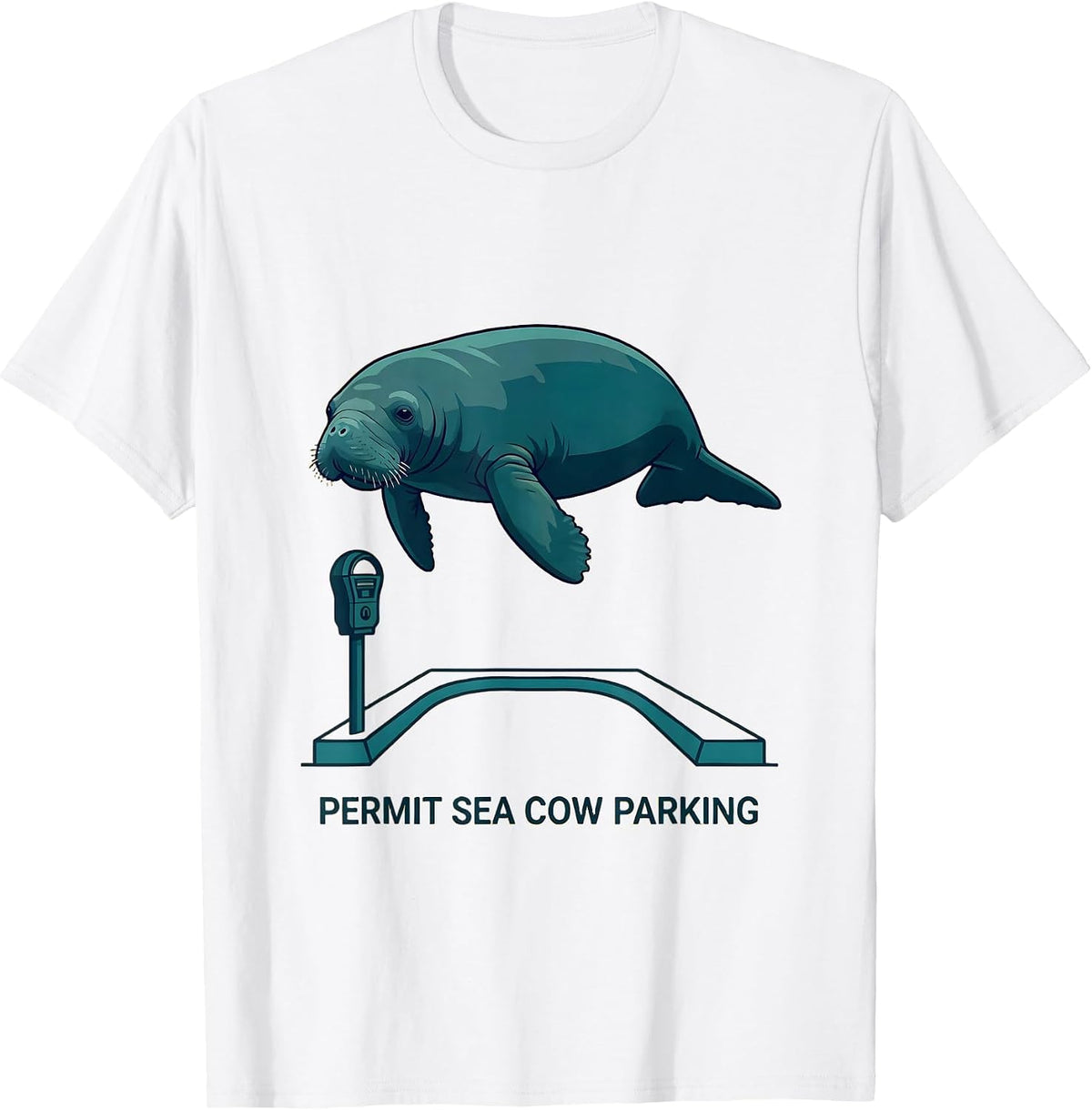 Men's Permit Sea Cow Parking Funny Manatee Wildlife Lover Gift T-Shirt - White