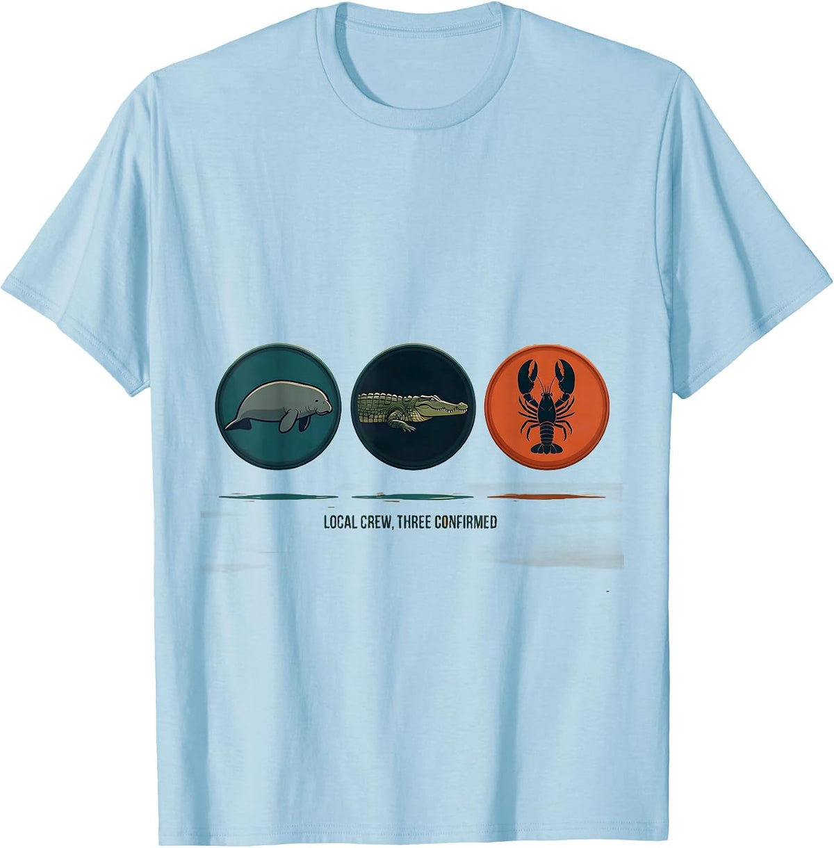 Men's Local Crew Three Confirmed Vintage Florida Manatee Alligator T-Shirt - Baby Blue