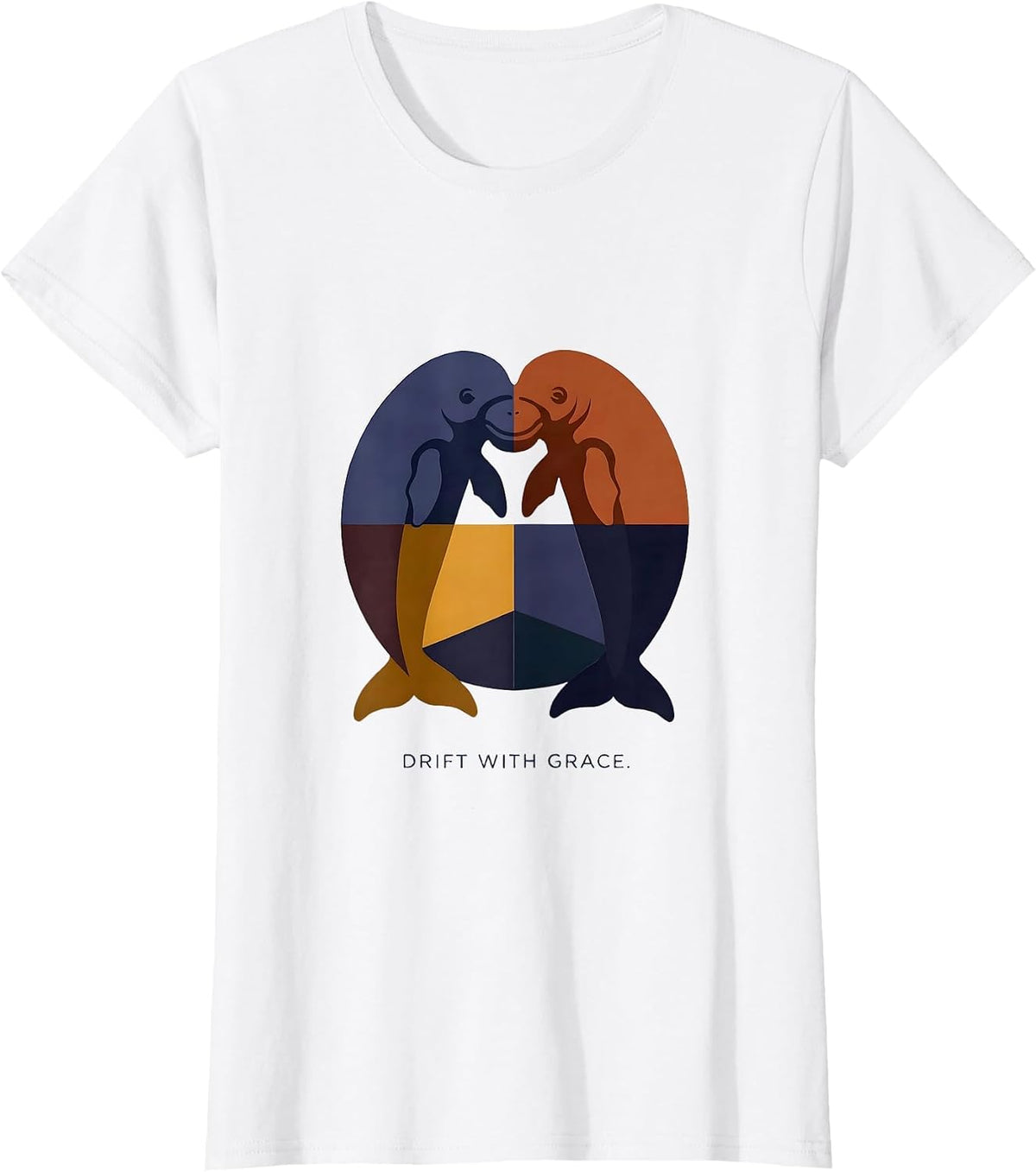 Women's Drift With Grace Quilt Block Manatee Lover Gift T-Shirt - White