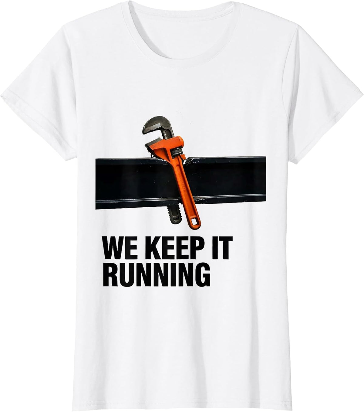 We Keep It Running Brutalist Graphic American Flag Mechanic T-Shirt - White