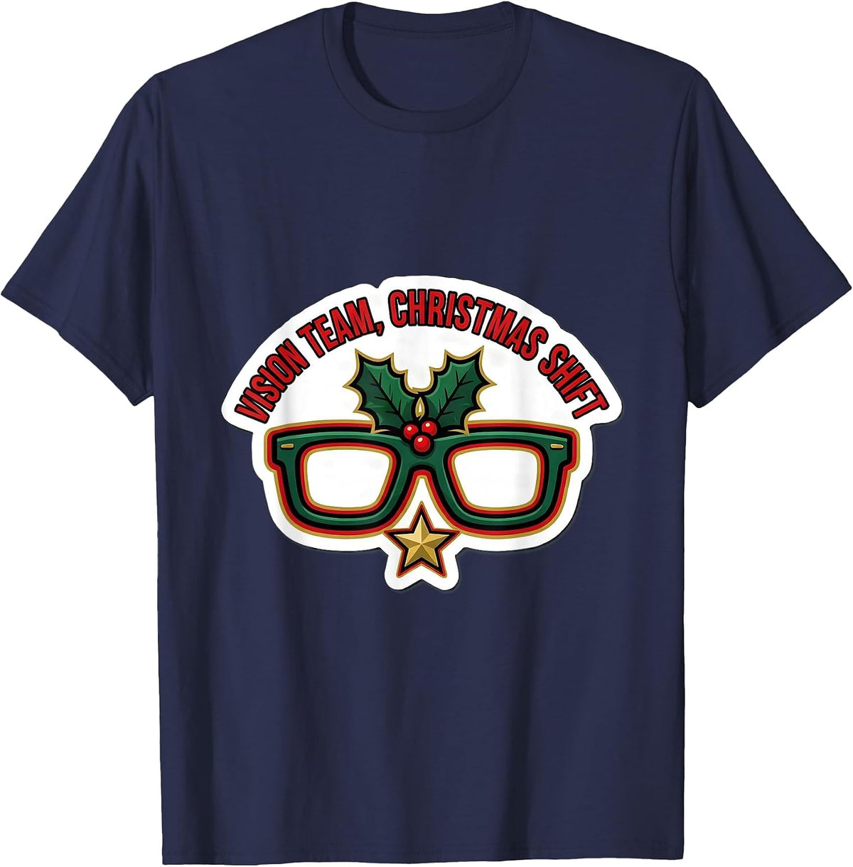 Men's Vision Team Christmas Shift Optometrist Eye Doctor Workwear T-Shirt - Navy Blue