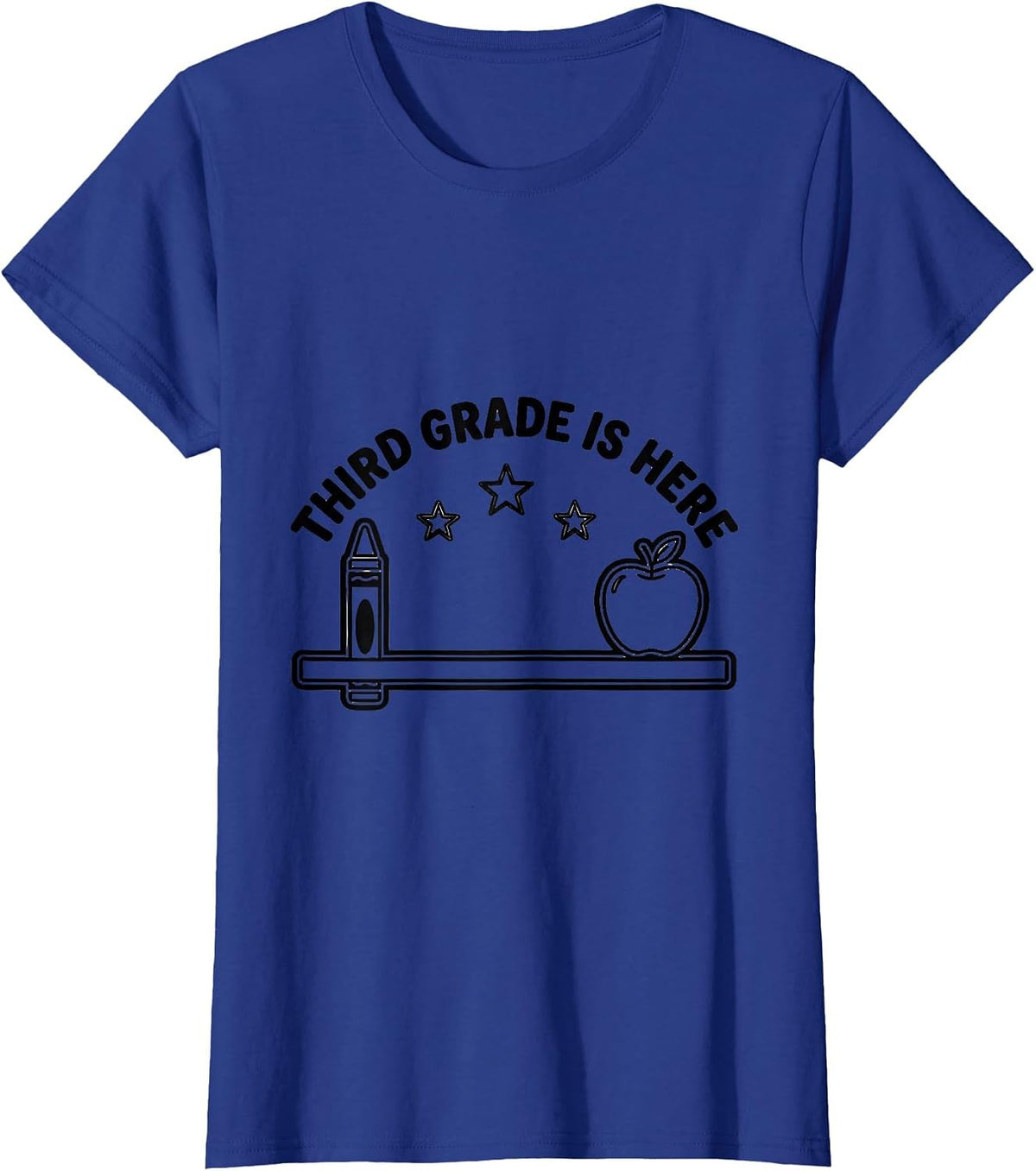 Women's Third Grade Is Here Playful Teacher Back To School Grade T-Shirt - Royal Blue