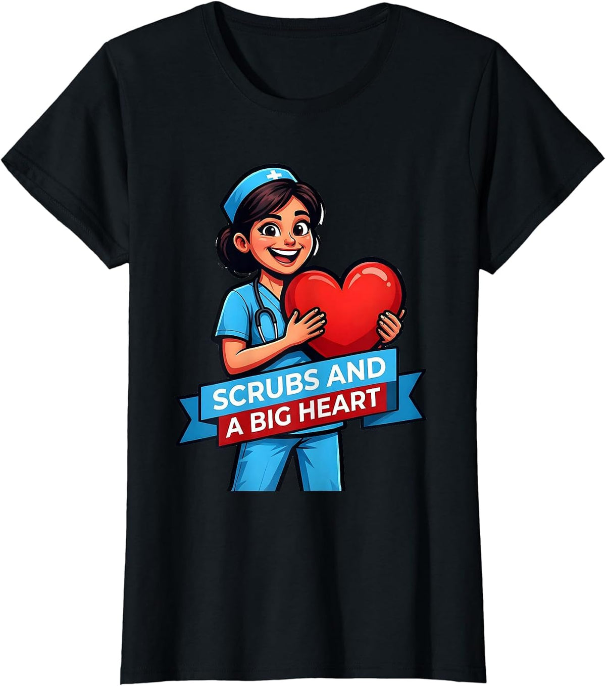 Scrubs and a Big Heart CNA Design T-Shirt - Black