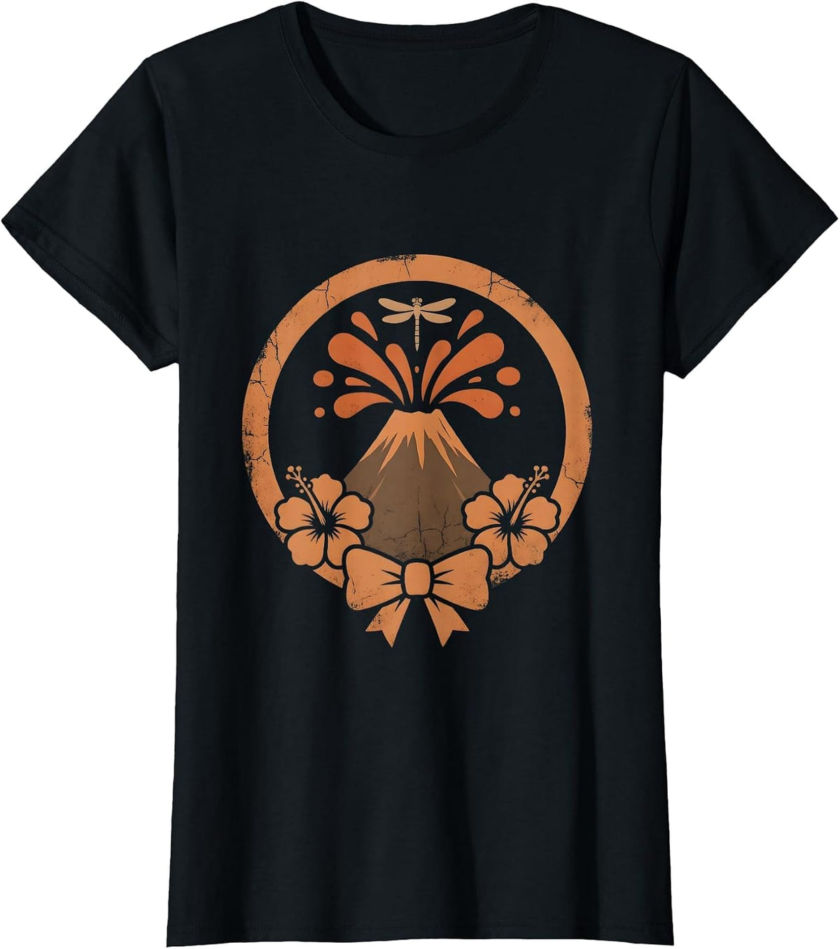 Hawaiian Volcano Erupting Fiery Sunset Graphic T-Shirt - Black