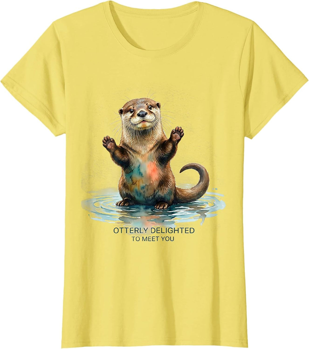 Otterly Delighted To Meet You Funny Otter Lover Gift T-Shirt - Lemon Yellow