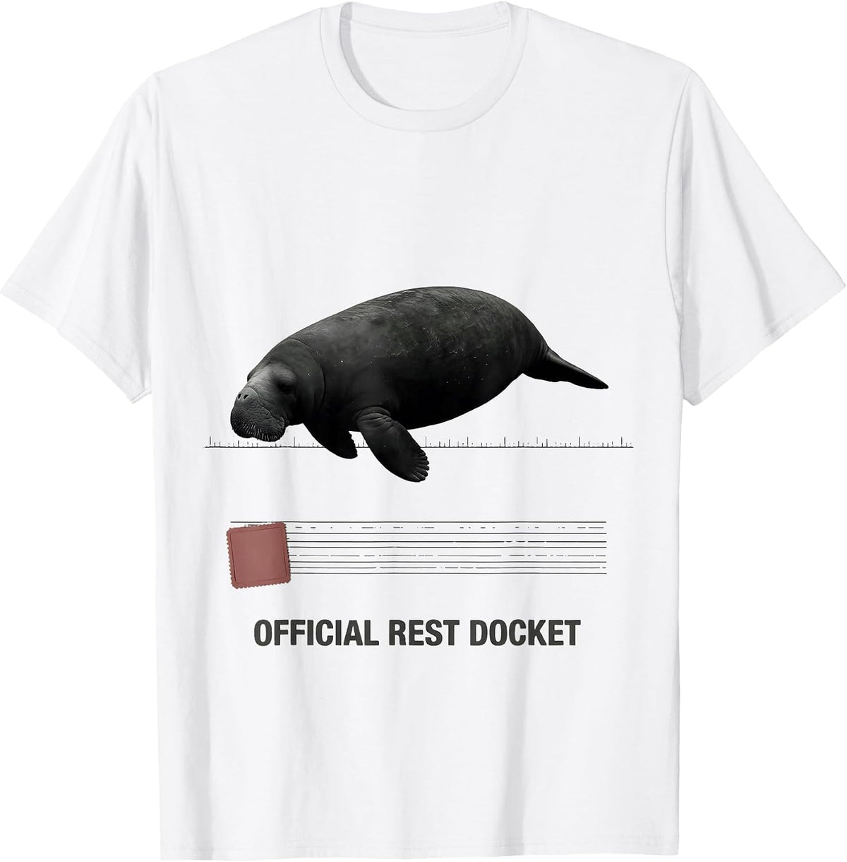 Men's Official Rest Docket Minimalist Manatee Sea Cow Wildlife T-Shirt - White