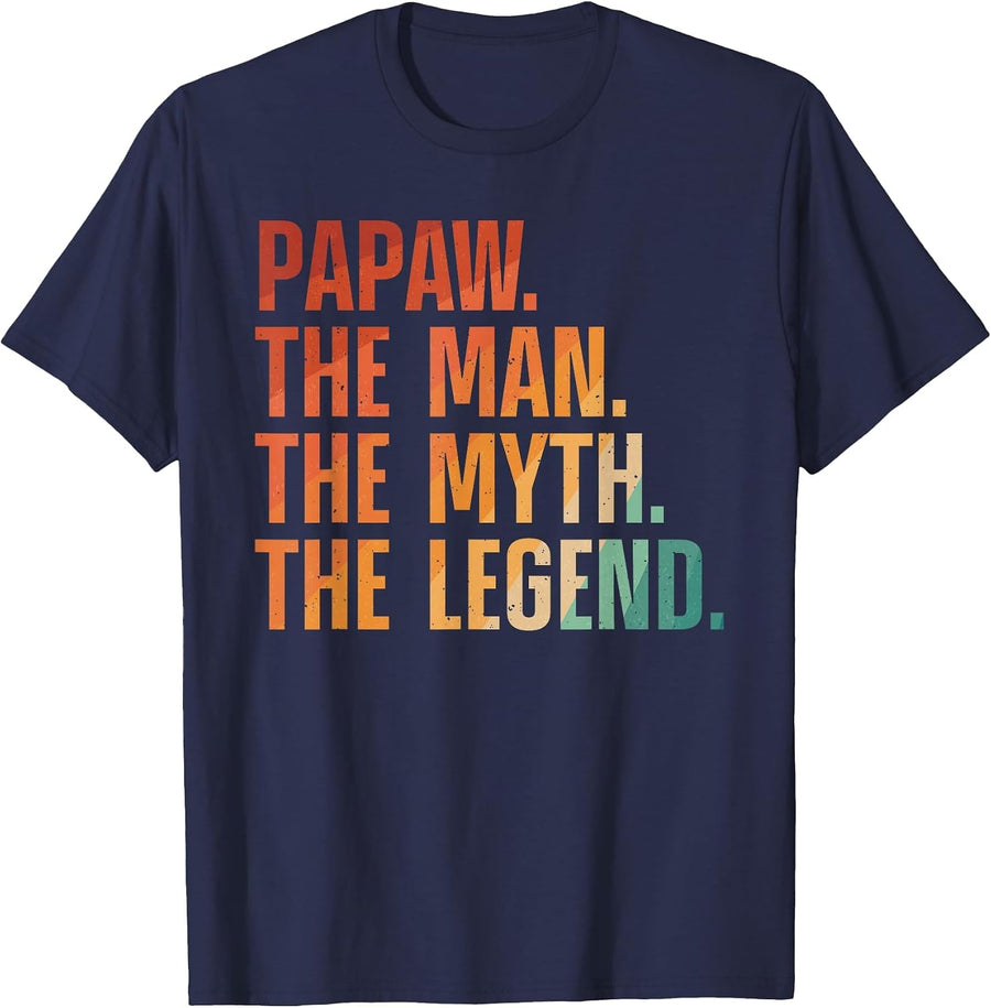 Papaw Design for Grandpa Grandfather from Grandkids Papaw T-Shirt - Navy Blue