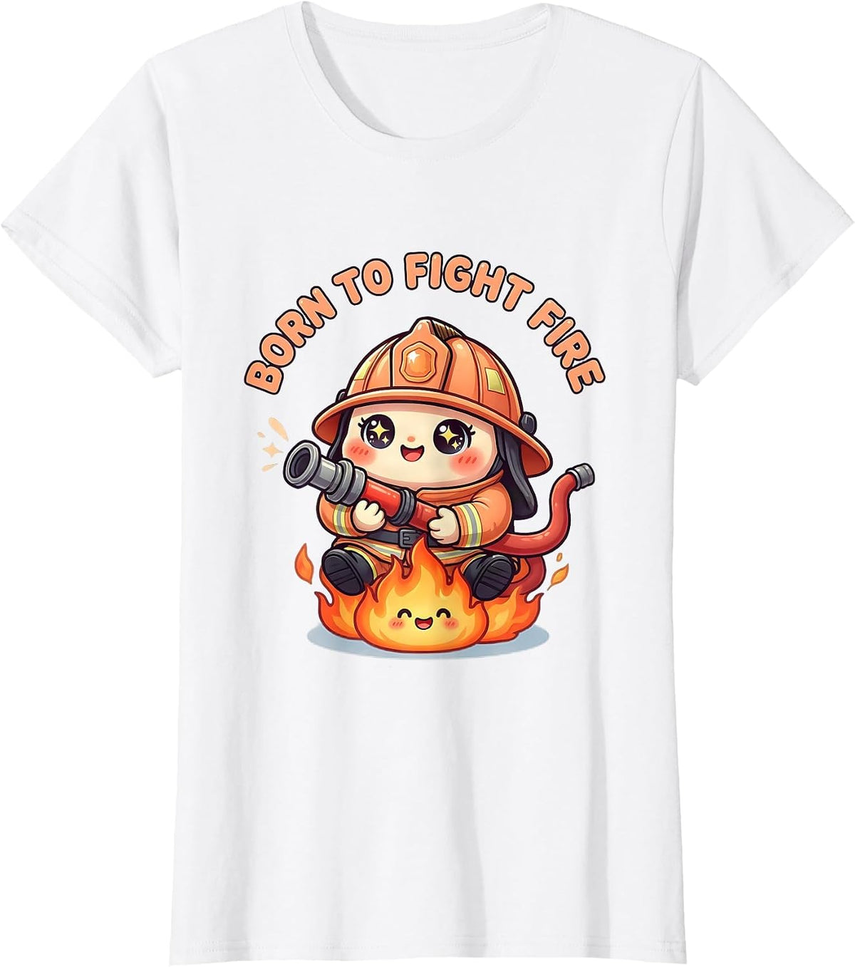 Born to Fight Fire Firefighter Design T-Shirt - White