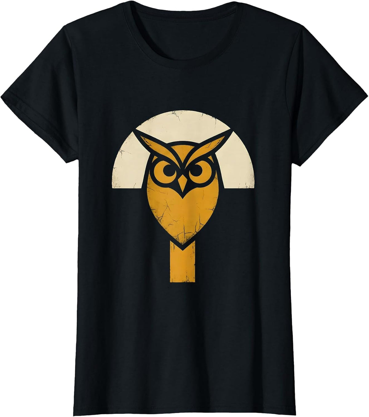 Texas Barn Owl on Fence Post Illustration T-Shirt - Black