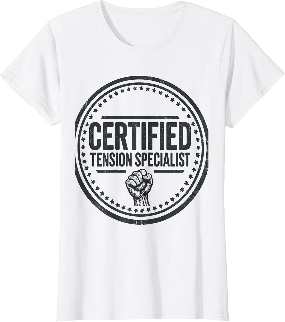 Certified Tension Specialist Funny Massage Therapist LMT T-Shirt - White