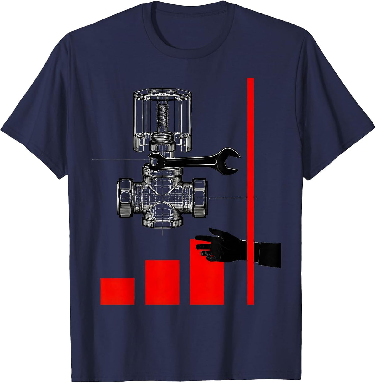 Exploded Valve Plumbing Trade Humor Gift for Plumbers T-Shirt - Navy Blue
