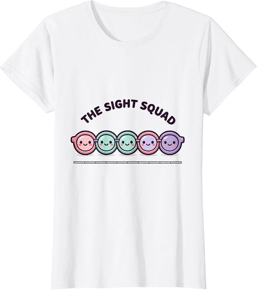Women's The Sight Squad Cute Kawaii Optometrist Eye Doctor Staff T-Shirt - White