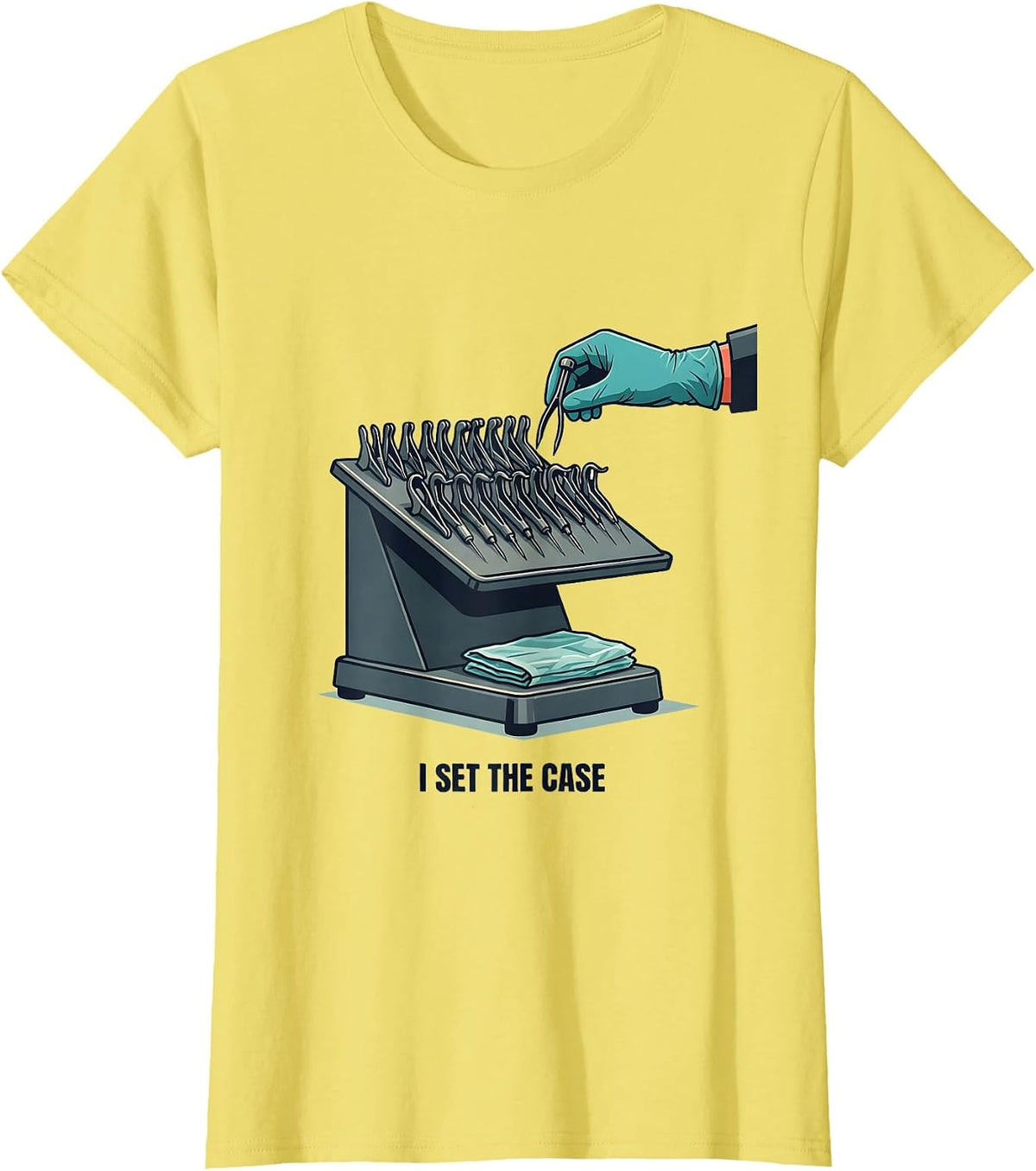 I Set The Case Funny Surgical Tech Scrub Tech Gift T-Shirt - Lemon Yellow