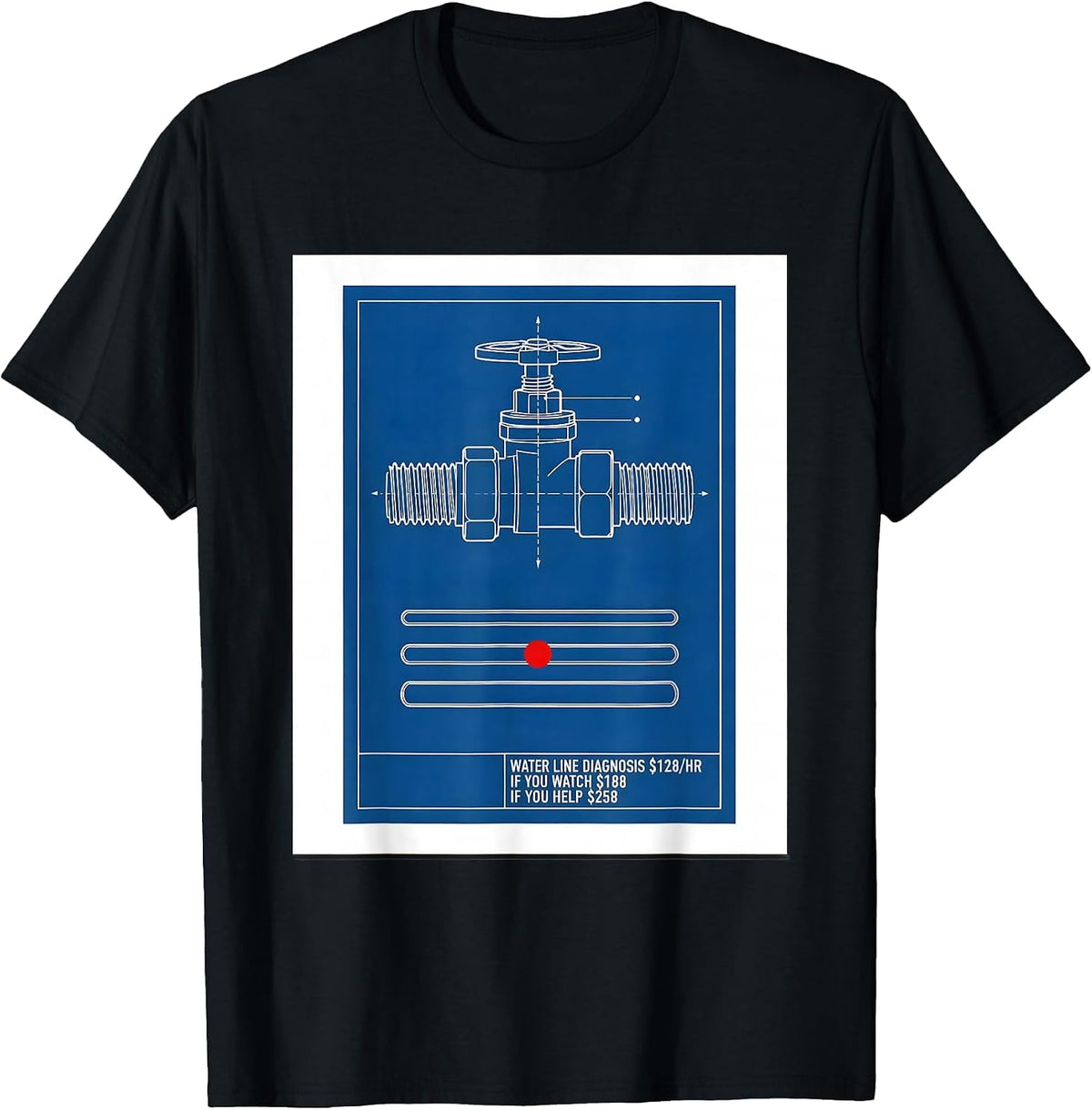 Men's Water Line Diagnosis Funny Plumber Dad Gift T-Shirt - Black