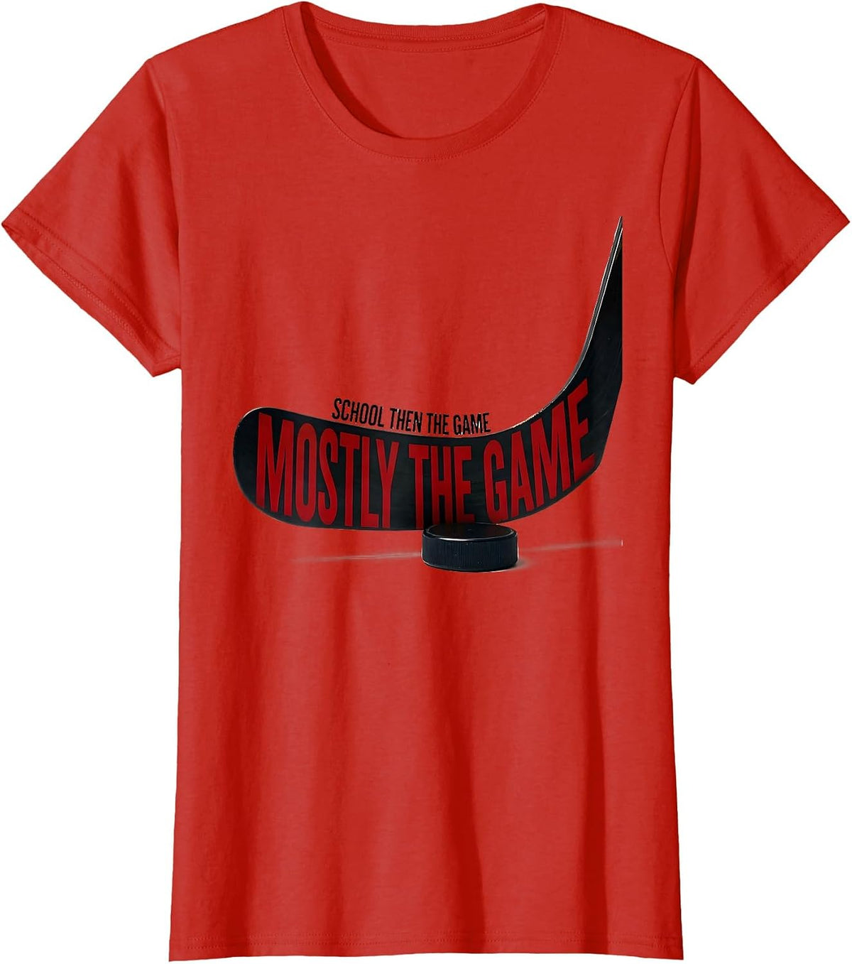 School Then The Game Mostly The Game Hockey Lineman Funny T-Shirt - Red