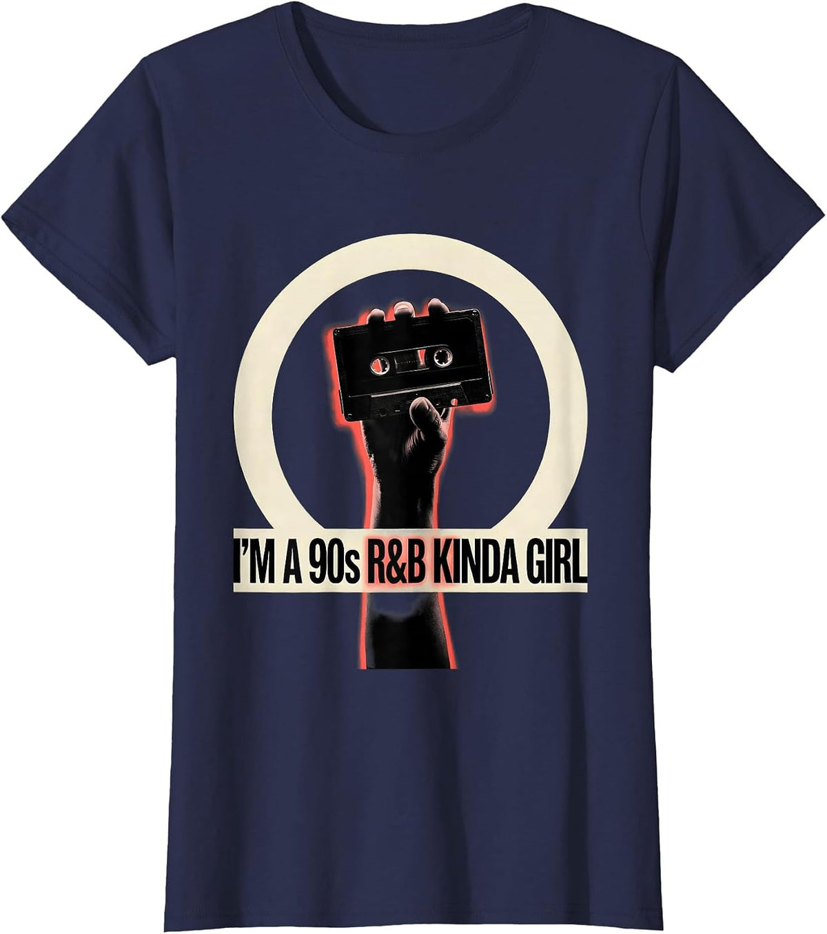 Women's I'm A 90s R&B Kinda Girl Retro Music Hip Hop Soul Fan T-Shirt - Navy Blue