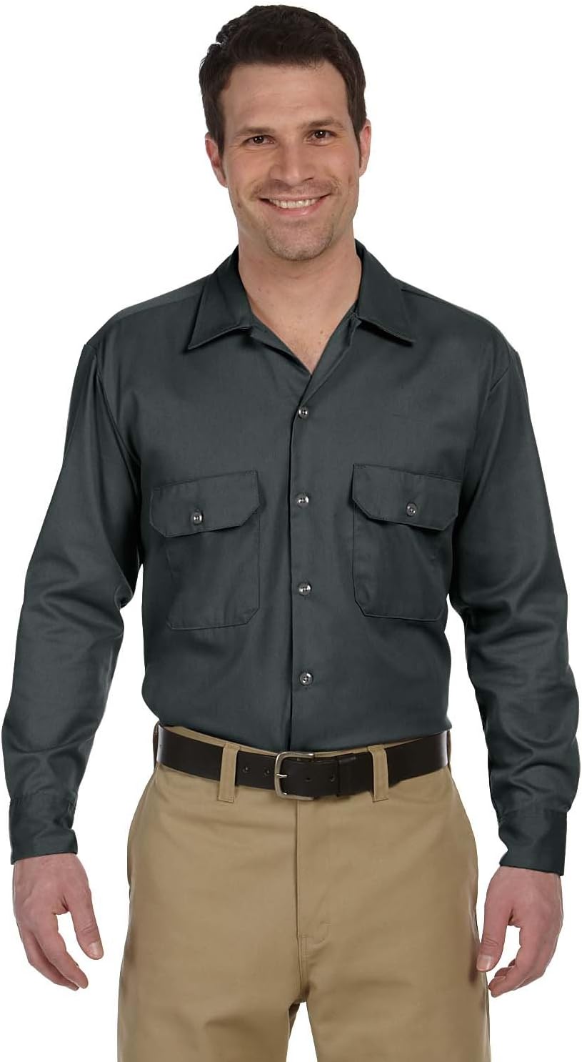 Dickies Men's Long Sleeve Flex Twill Work Shirt - Charcoal