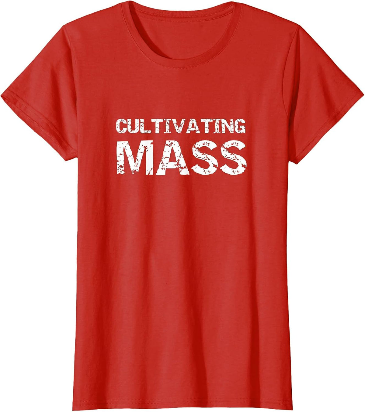 Cultivating Mass, Funny Gains Weightlifting Gym Design T-Shirt - Red