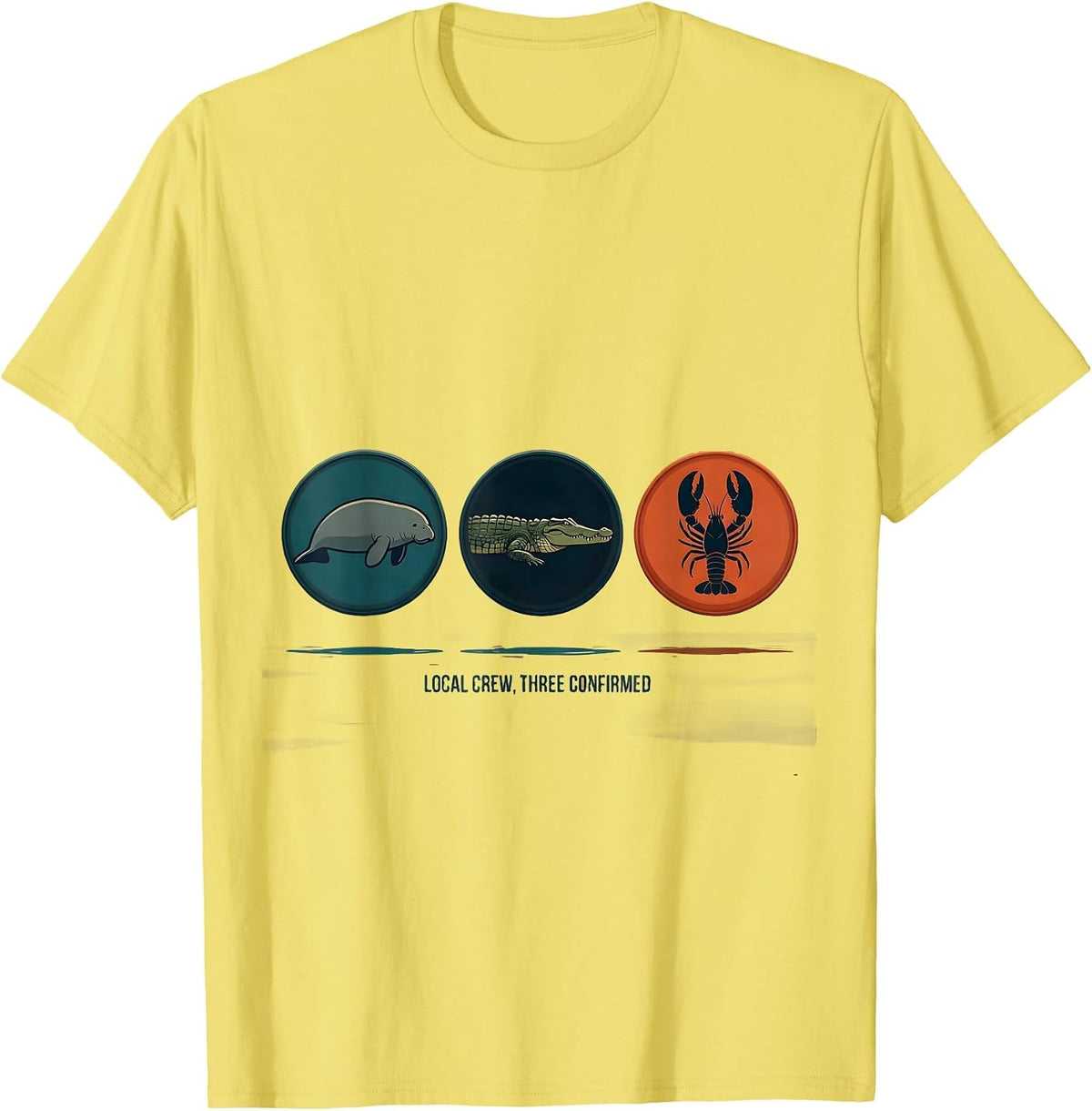 Men's Local Crew Three Confirmed Vintage Florida Manatee Alligator T-Shirt - Lemon Yellow