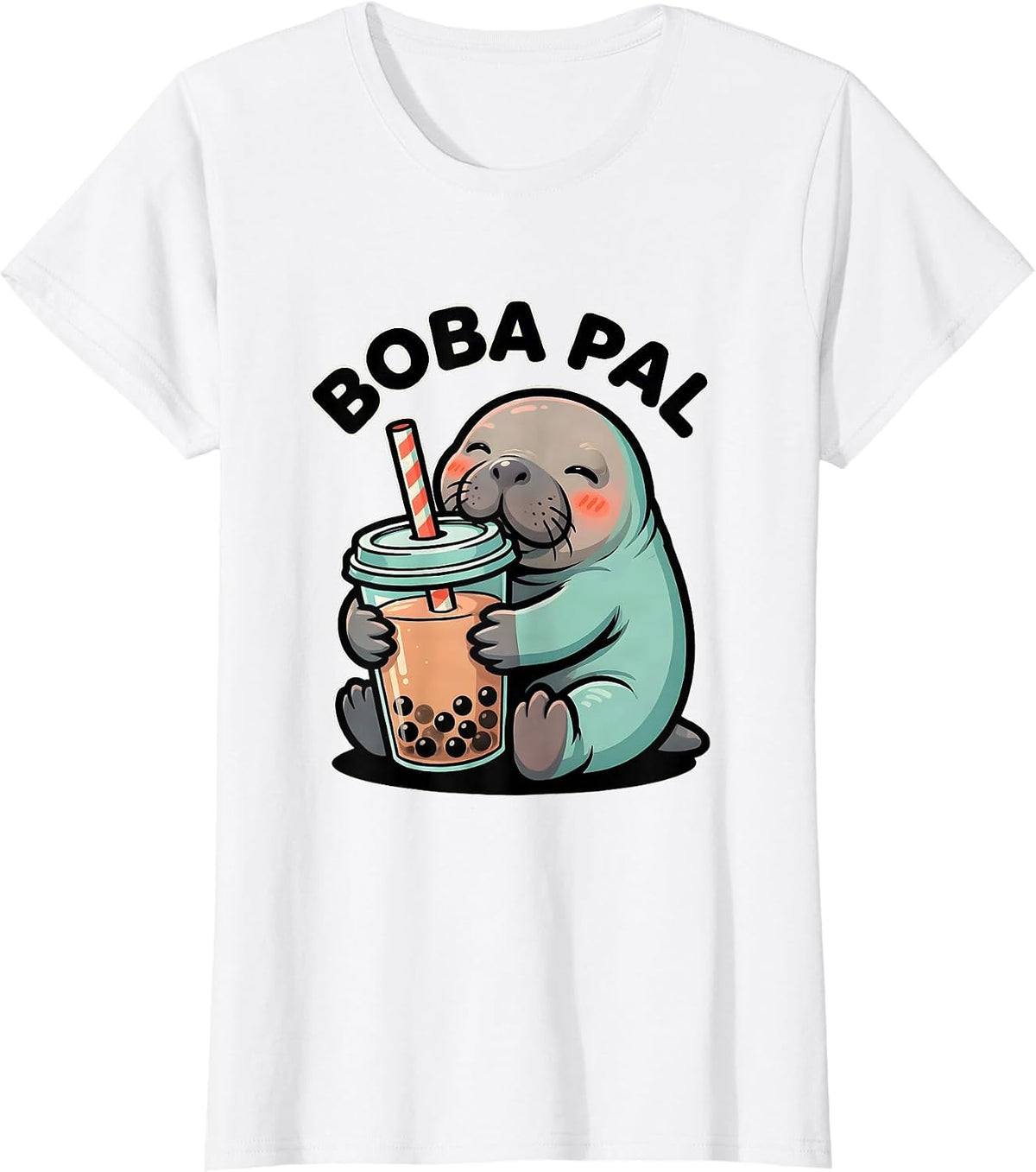 Boba Pal Cute Kawaii Manatee Bubble Tea Lover Girl Gift T-Shirt - White