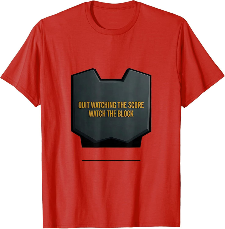 Quit Watching The Score Watch The Block Football Lineman T-Shirt, Men, Red, 3X-Large - As Pictured