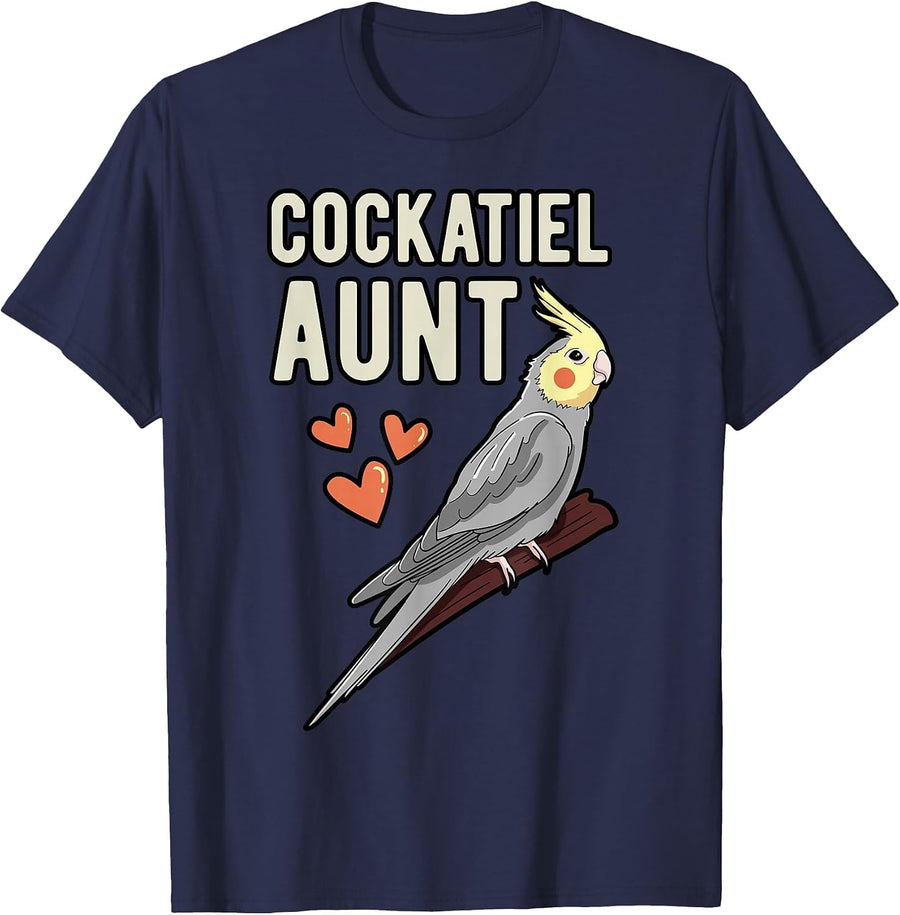 Cockatiel Aunt Parrot Owner Auntie Cockatoo Pet Weiro Bird T-Shirt - Navy Blue