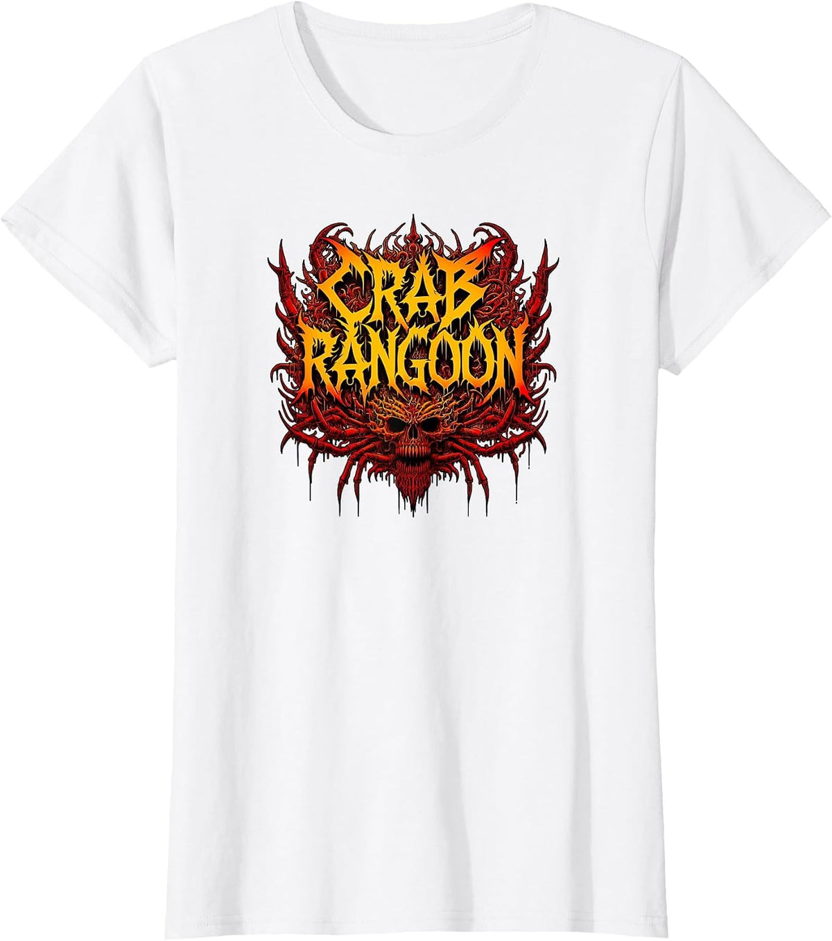 Crab Rangoon Heavy Metal Funny Art Death Metal T-Shirt - White